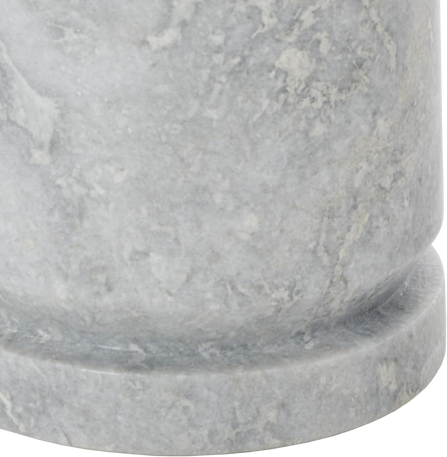 Valentia Light Grey Round Marble Pedestal Accent Table