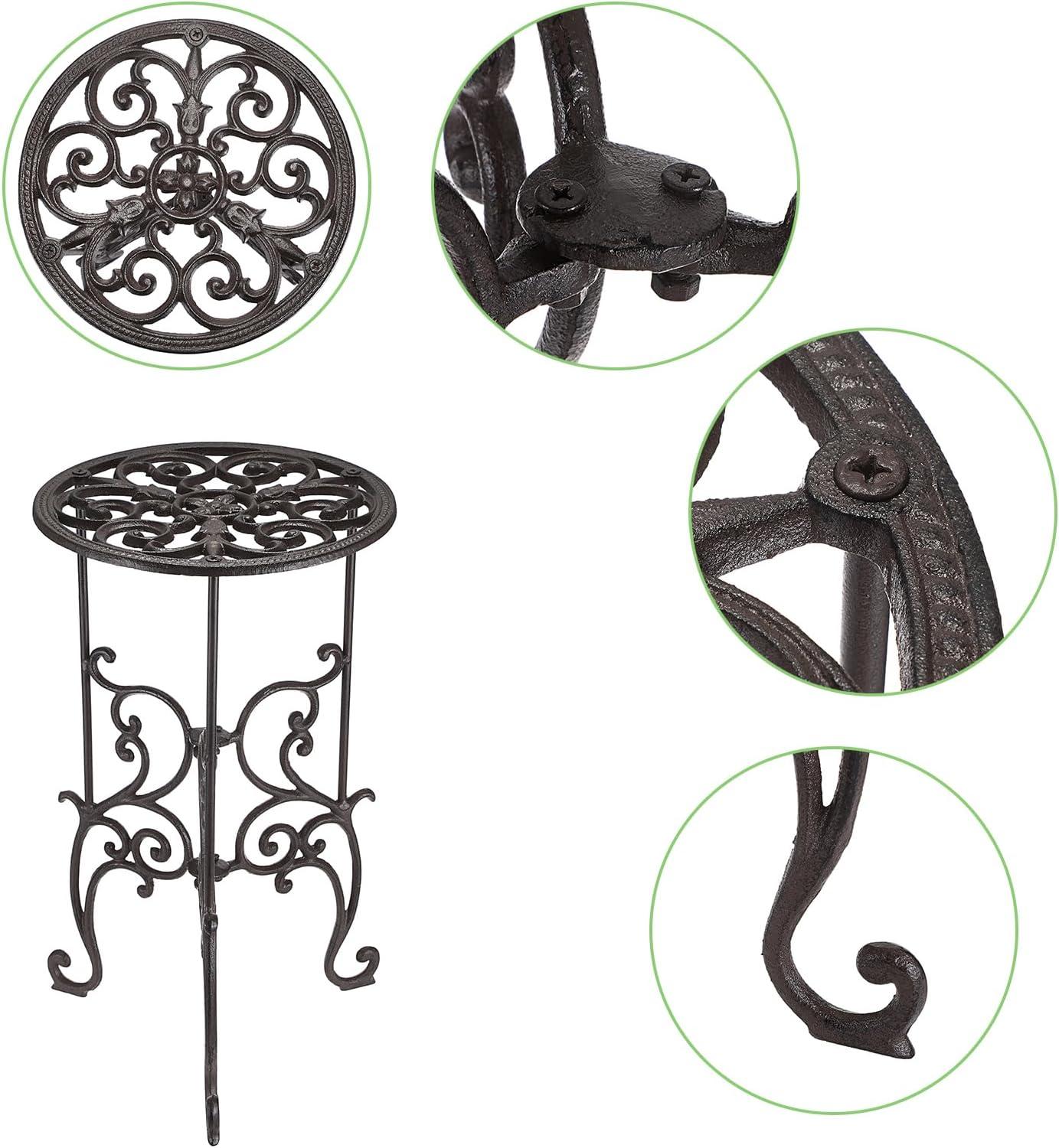 OwnMy Heavy Duty Cast Iron Plant Stand Indoor Outdoor Vintage Wrought Iron Round Flower Pot Holder Stand, 19.3" Tall Decorative Large Potted Plant Stand for Home Garden Patio