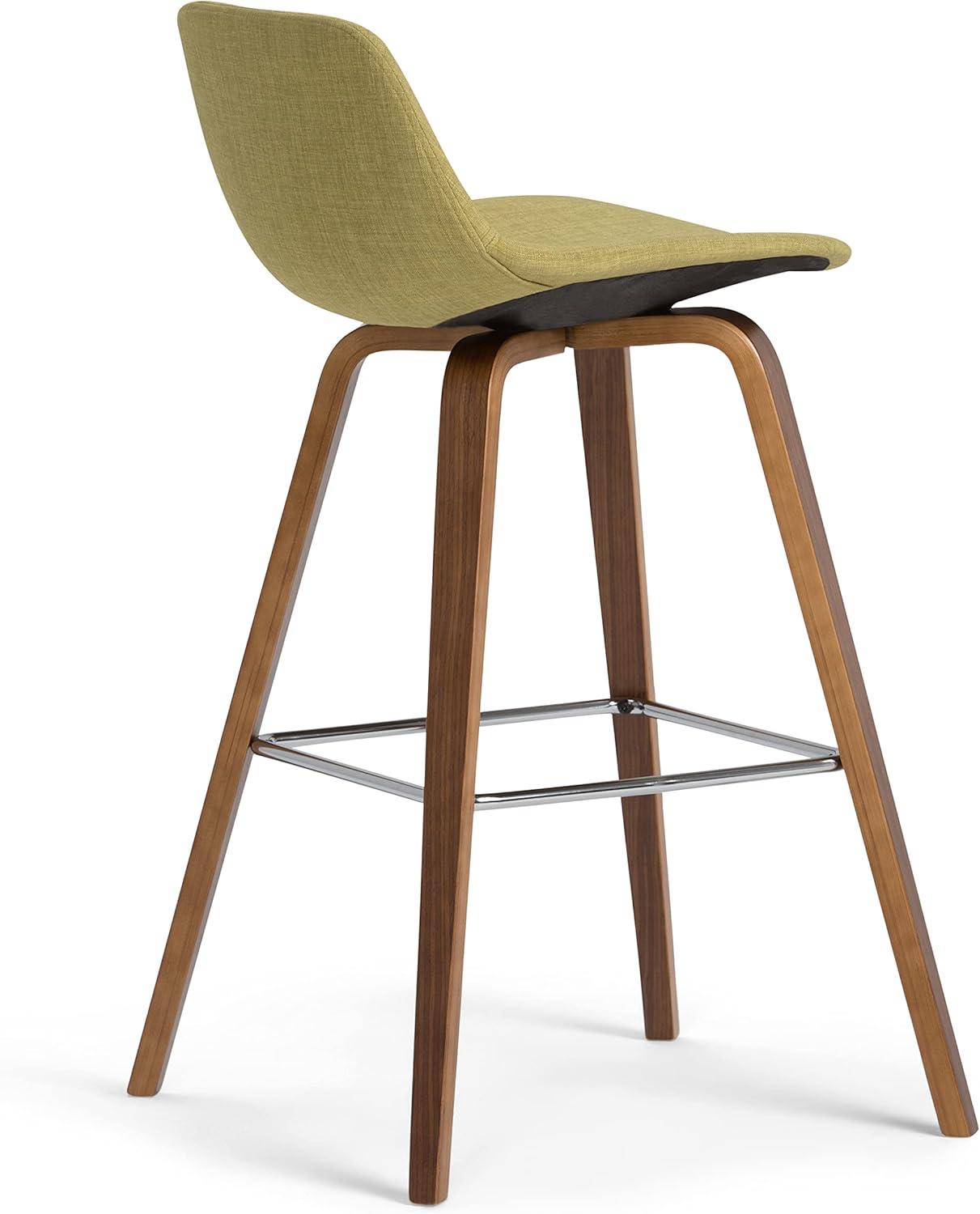 Mid-Century Modern Bentwood Counter Stool in Acid Green Linen Look