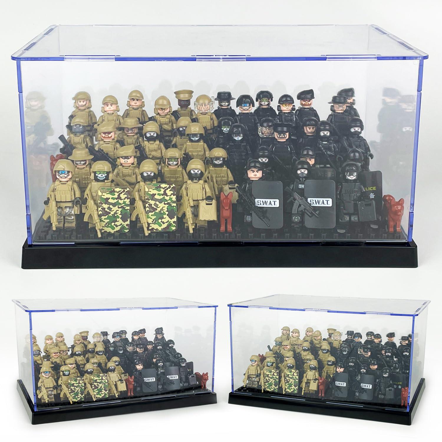 Display Case for Minifigure Action Figures Blocks, Removable Acrylic Display Box Storage for Collection Bricks Blocks Toys Models Minifigures