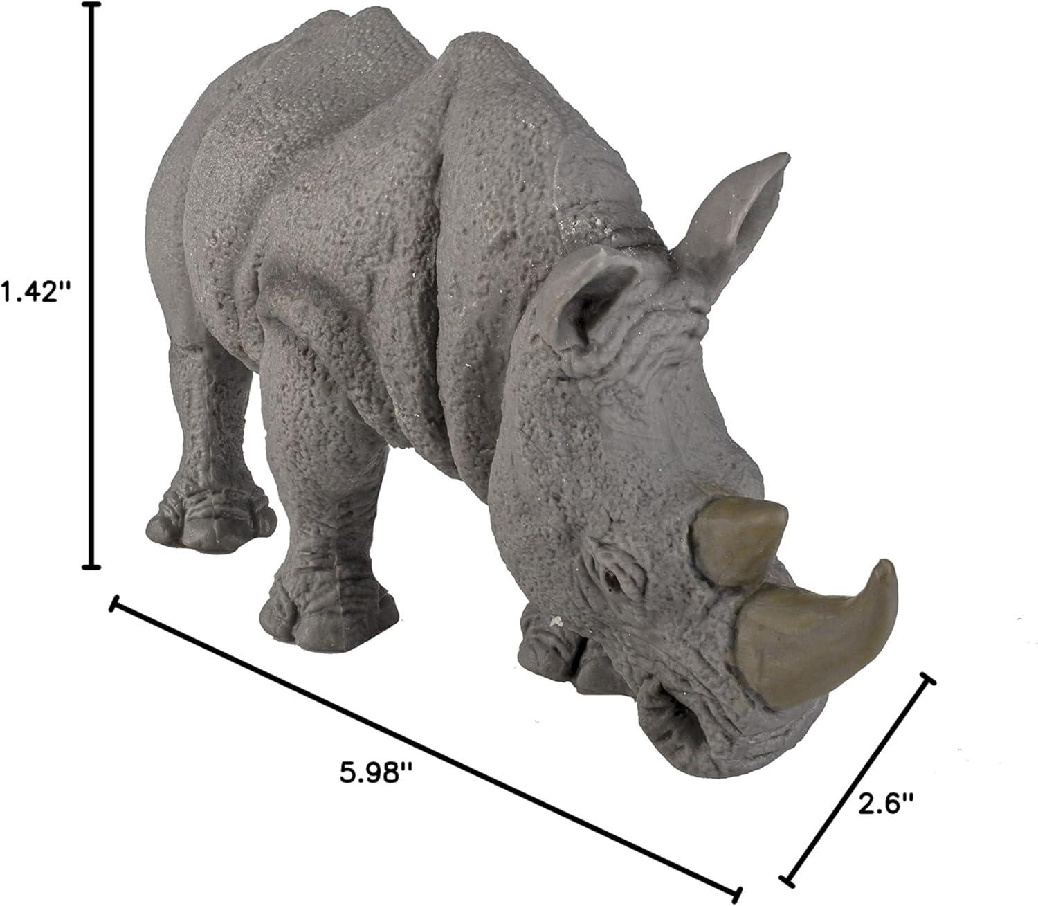 Hand-Painted White Rhino Educational Toy Figurine