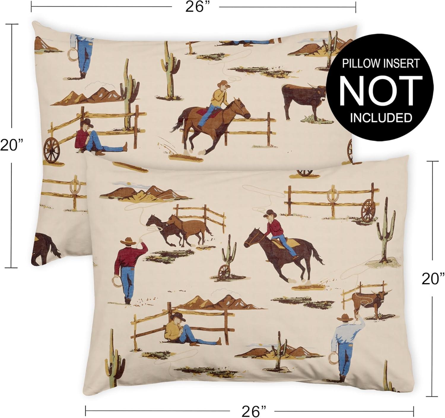 Wild West Cowboy Pillow Shams - 2 Pack Set (Set of 2)