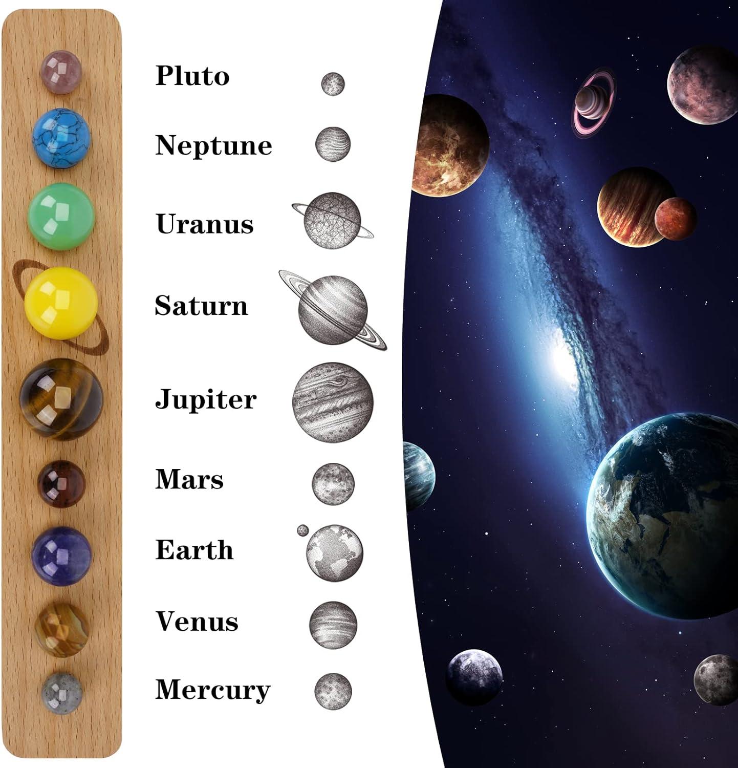 Nine Planets Gem Stones, Solar System Planets Decorations Models, Handmade Space Home Office Desk Decorations, Creative Gift for Men, Women, Kids