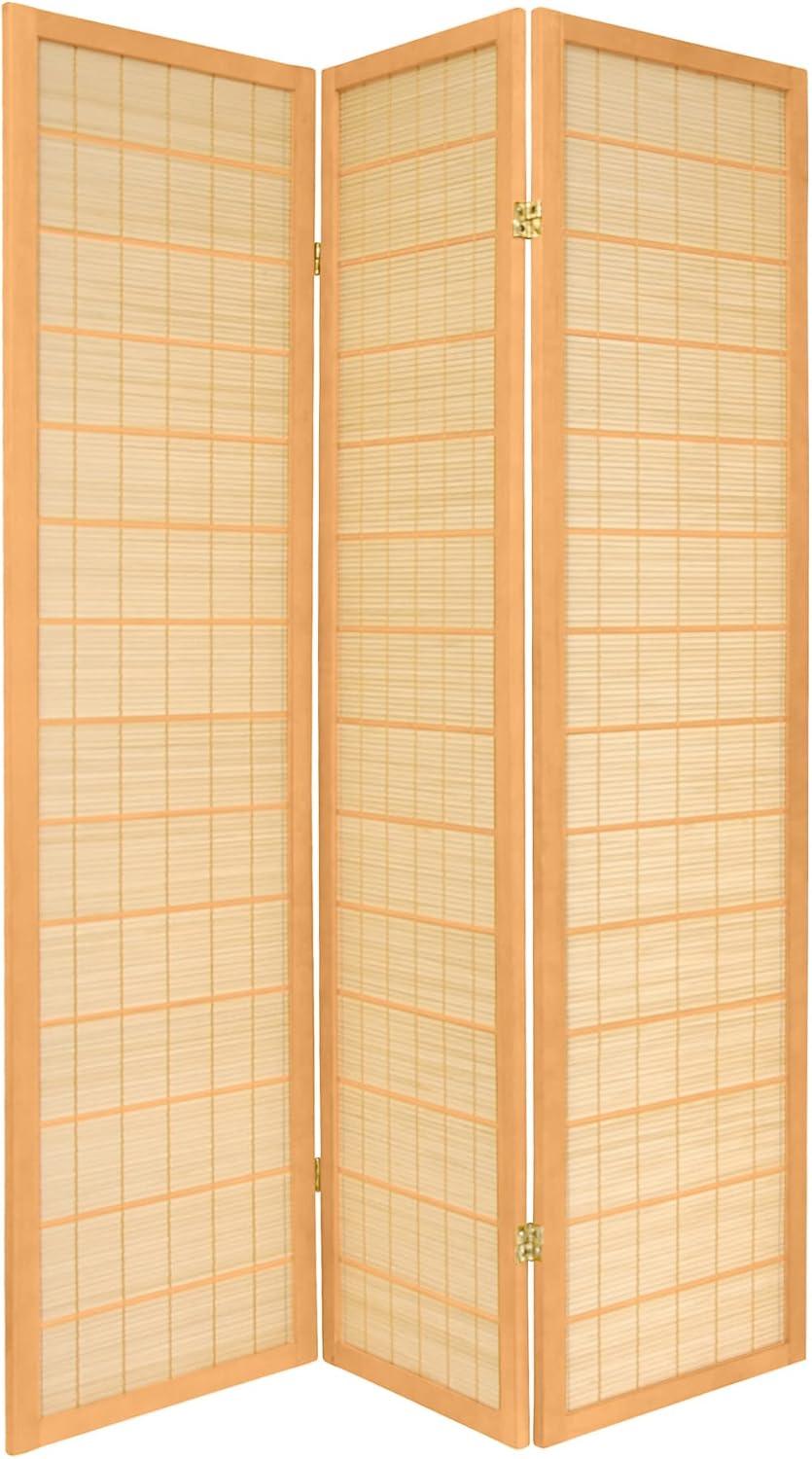 Oriental Furniture 6 Ft Tall Kimura Shoji Screen, Natural color, 3 panel