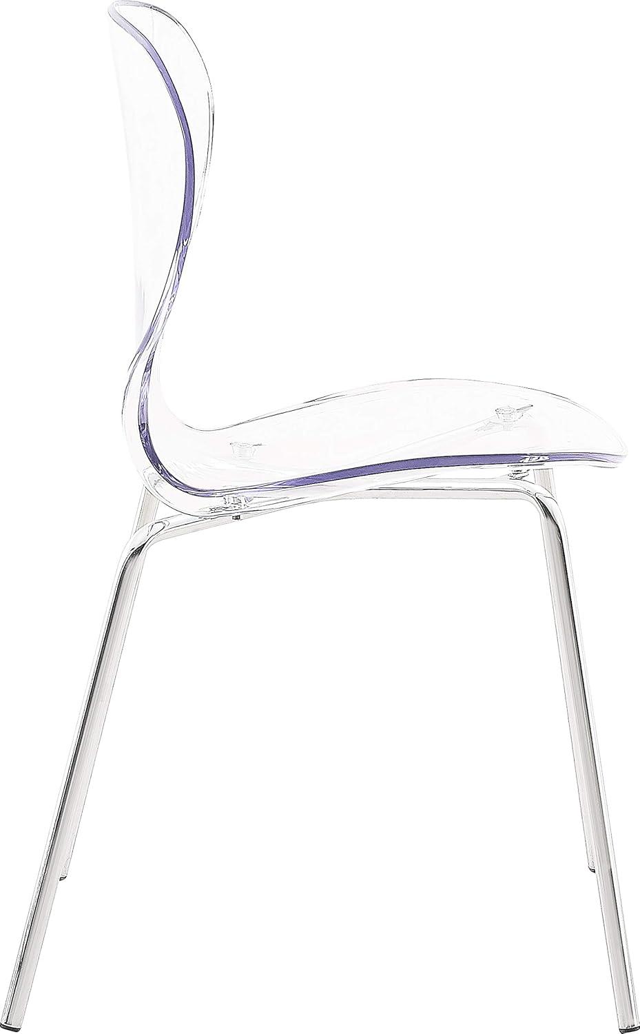 Clarion Contemporary Chrome Metal Side Chair with Translucent Seat