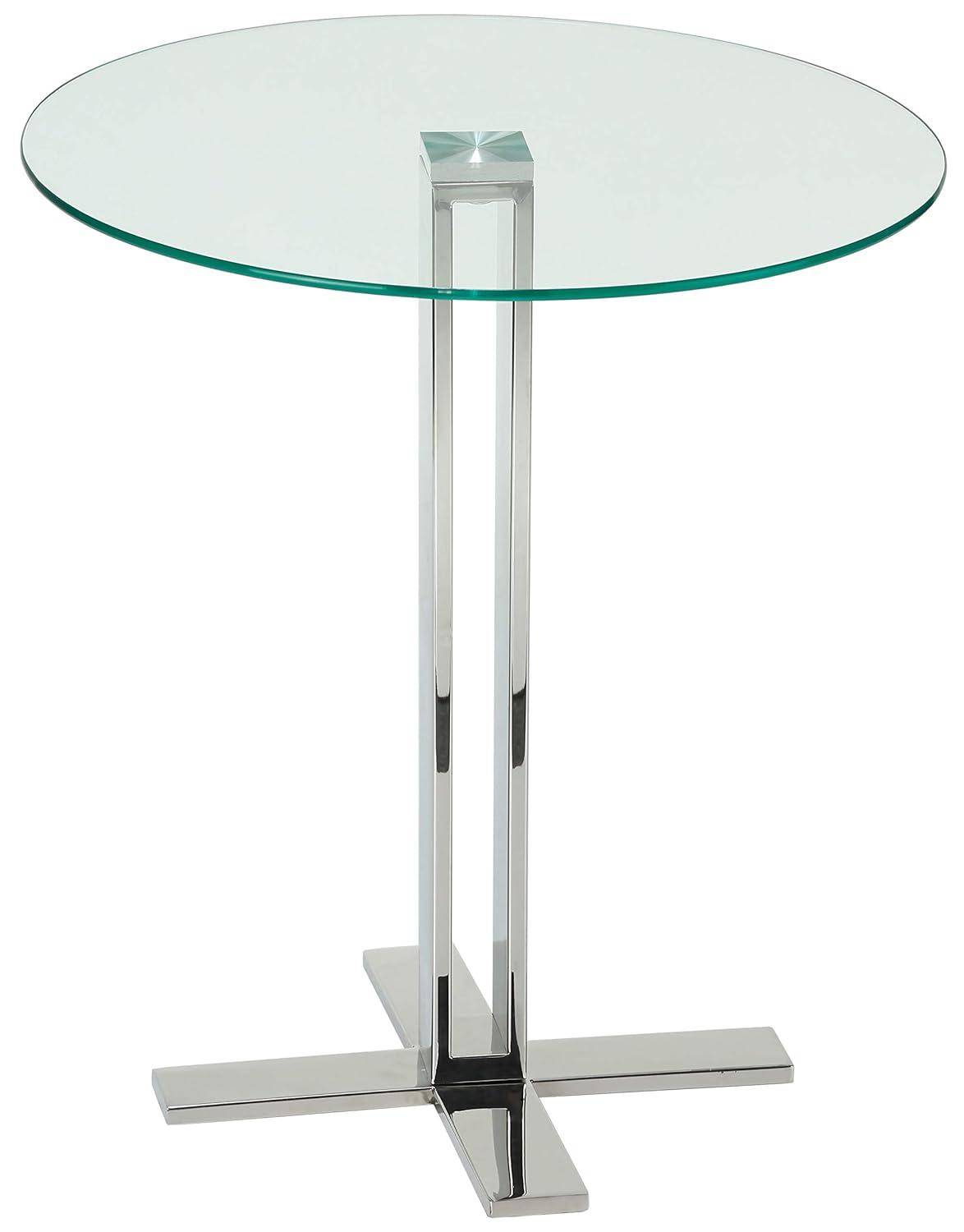 Cortesi Home  Solen Round Clear Glass End Table