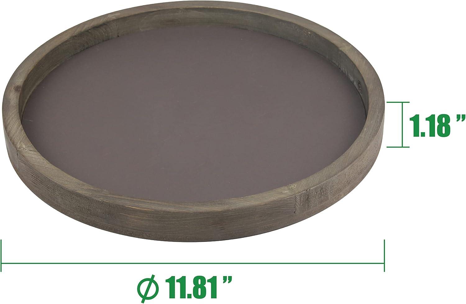11.8" Rustic Round Wood Tray Brown - Stonebriar Collection