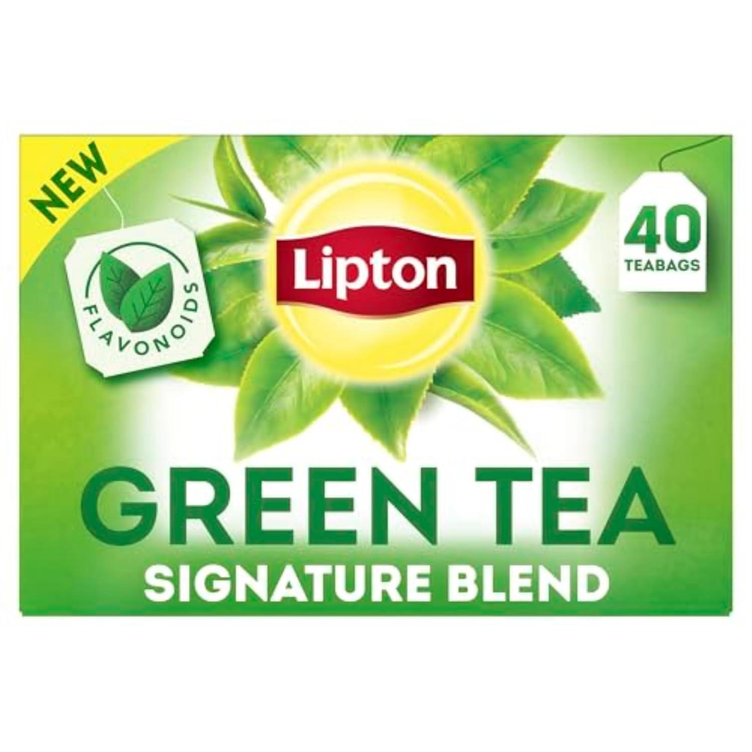 Lipton Signature Blend Green Tea Bags, Unsweetened Teabags for Hot Tea or Iced Tea with Caffeine and Flavonoids, 40 Count Box