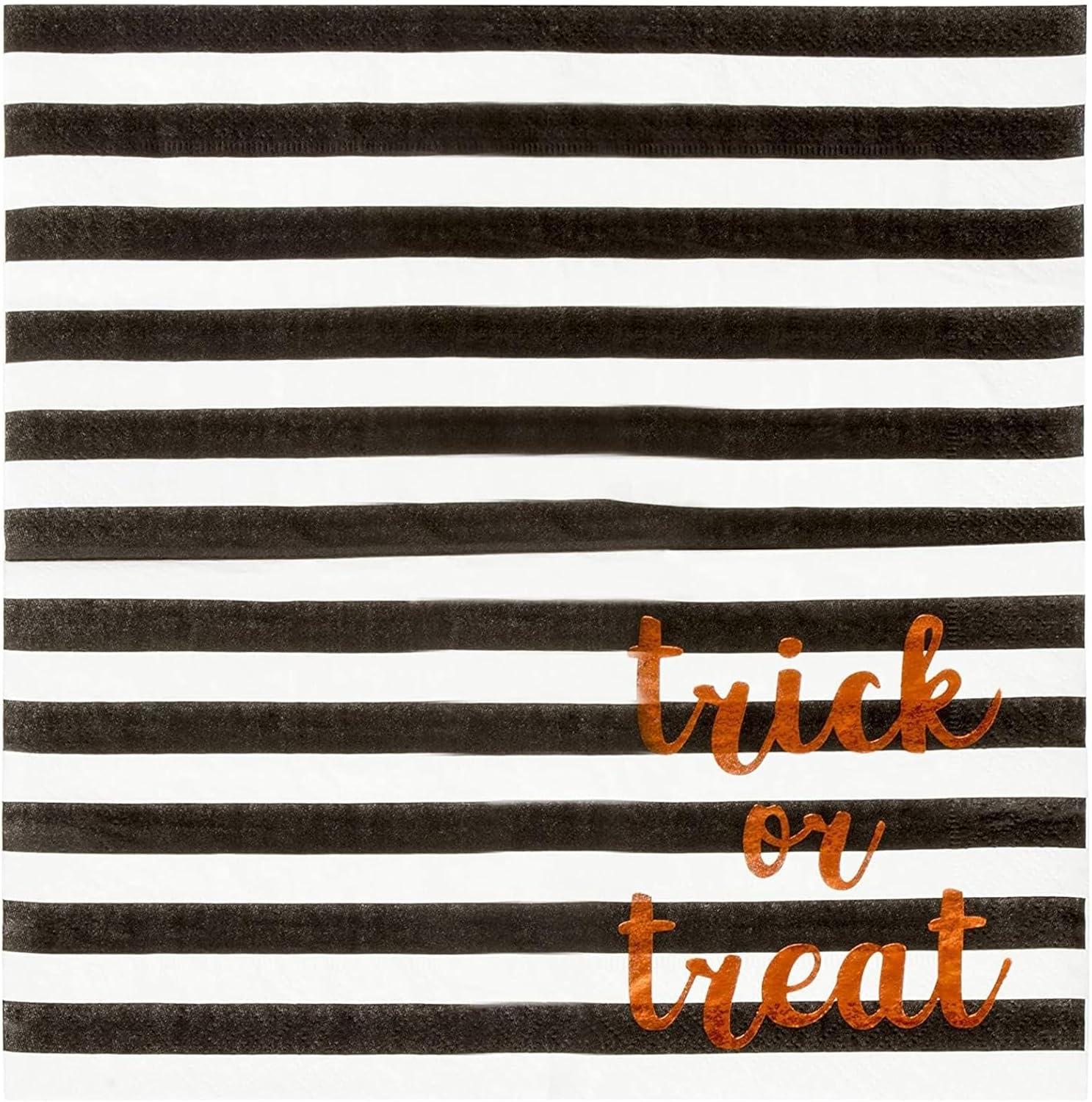 Blue Panda 50 Pack Halloween Cocktail Napkins, 3-Ply Trick or Treat Napkins for Spooky Halloween Decors and Party Supplies, 5x5 In