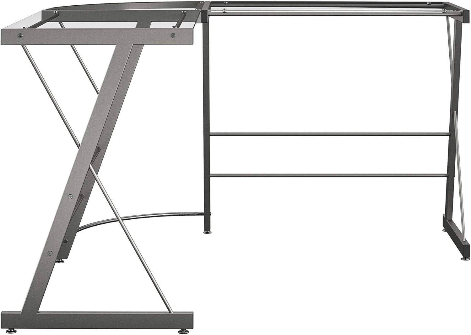 Ameriwood Home Glass L-Shaped Computer Desk, Gray