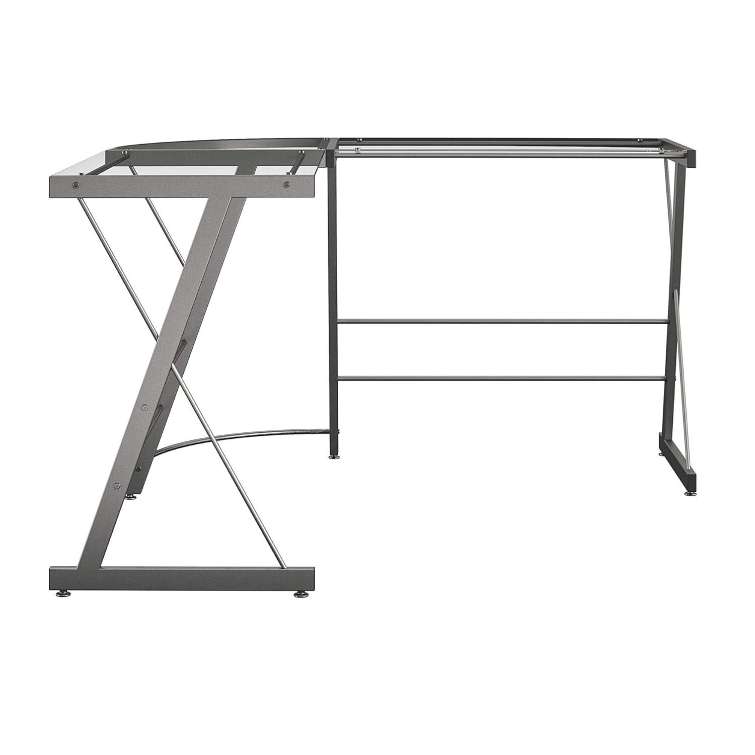 Odin Glass L-Shaped Computer Desk, Gray