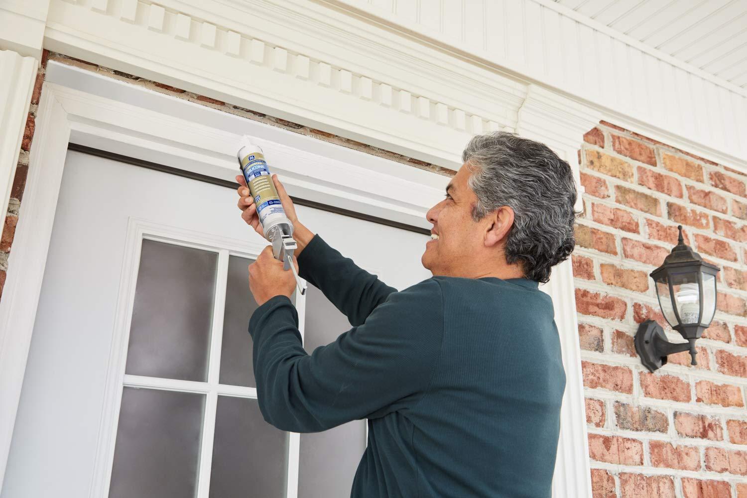 GE Advanced Silicone 2 Windows, Doors, Exteriors 10.1-oz Window door Light Gray Silicone Caulk