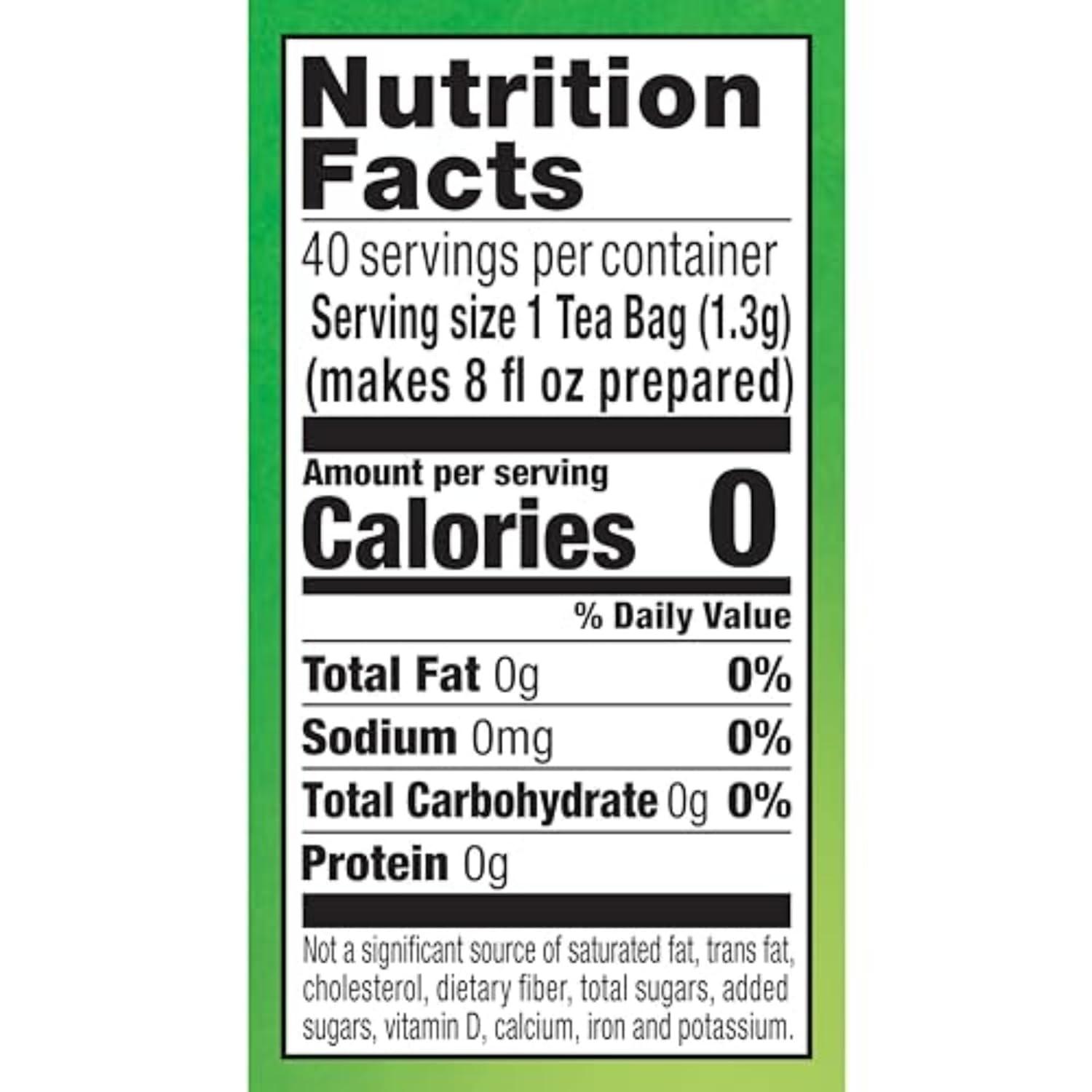 Lipton Signature Blend Green Tea Bags, Unsweetened Teabags for Hot Tea or Iced Tea with Caffeine and Flavonoids, 40 Count Box