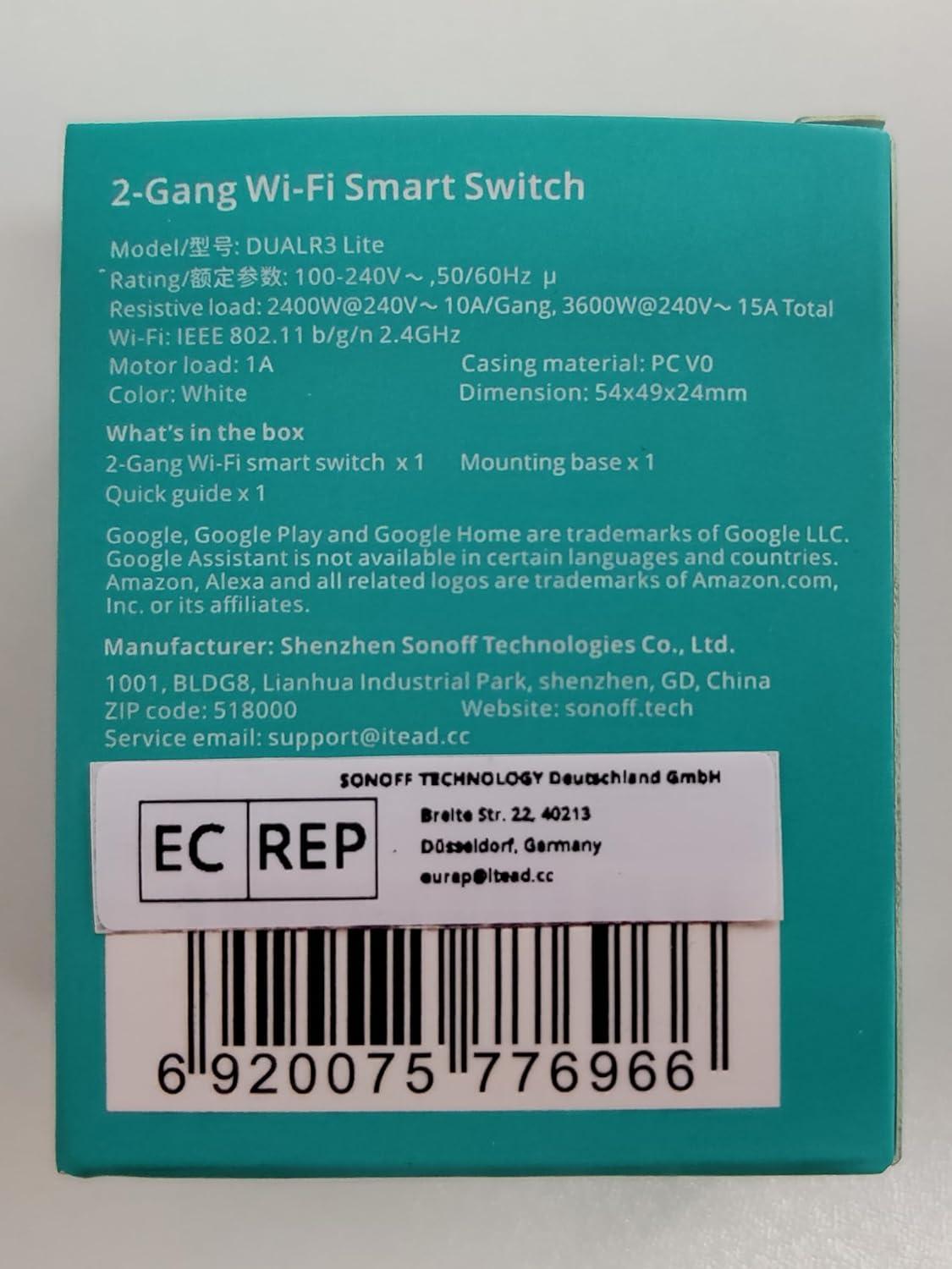 SONOFF Dual Relay Module with Power Metering ,Smart Double Relay Switch for Garage Doors and Boilers,Roller Shade Switch & Light Switch, Supports Google Assistant and Alexa,TUV Certified