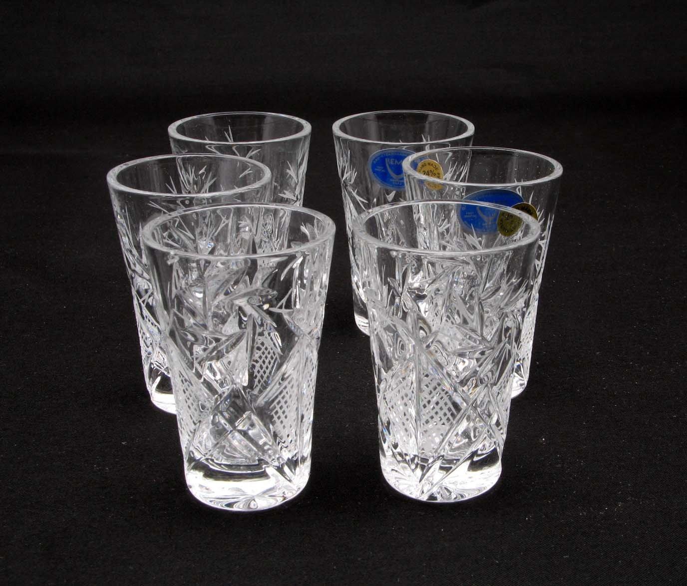 SET of 6 Russian CUT Crystal Shot Glasses 35ml Hand Made