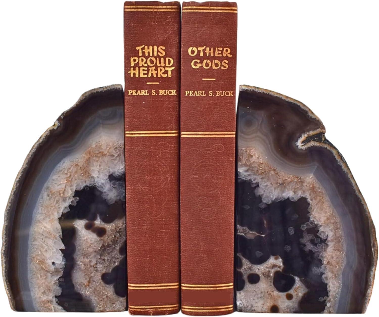 Agate Bookend, Geode Agate Bookend, Decorative Home Accessory, Crystal Bookend, Natural Stone Bookend, 3-5 lbs
