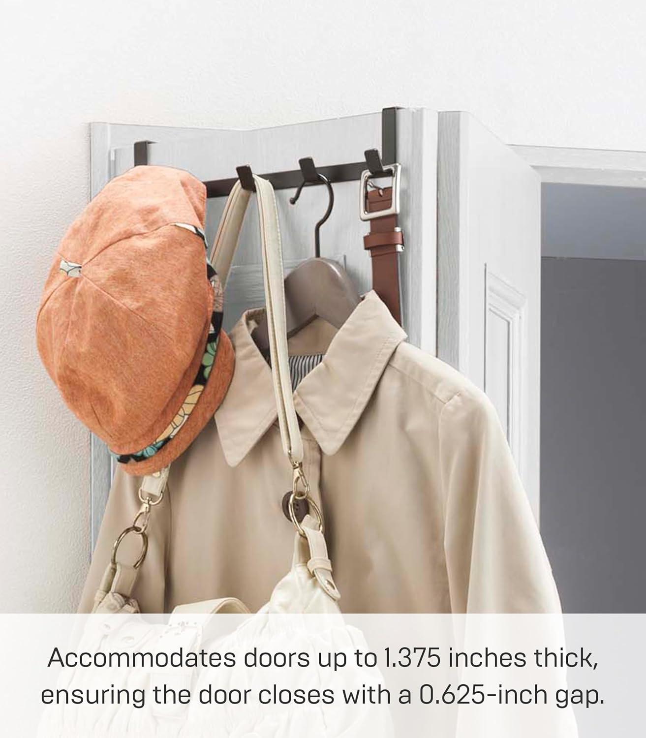 Yamazaki Home Over The Door Hooks - Hanging Coat Rack, Steel, Wide, Over-the-Door