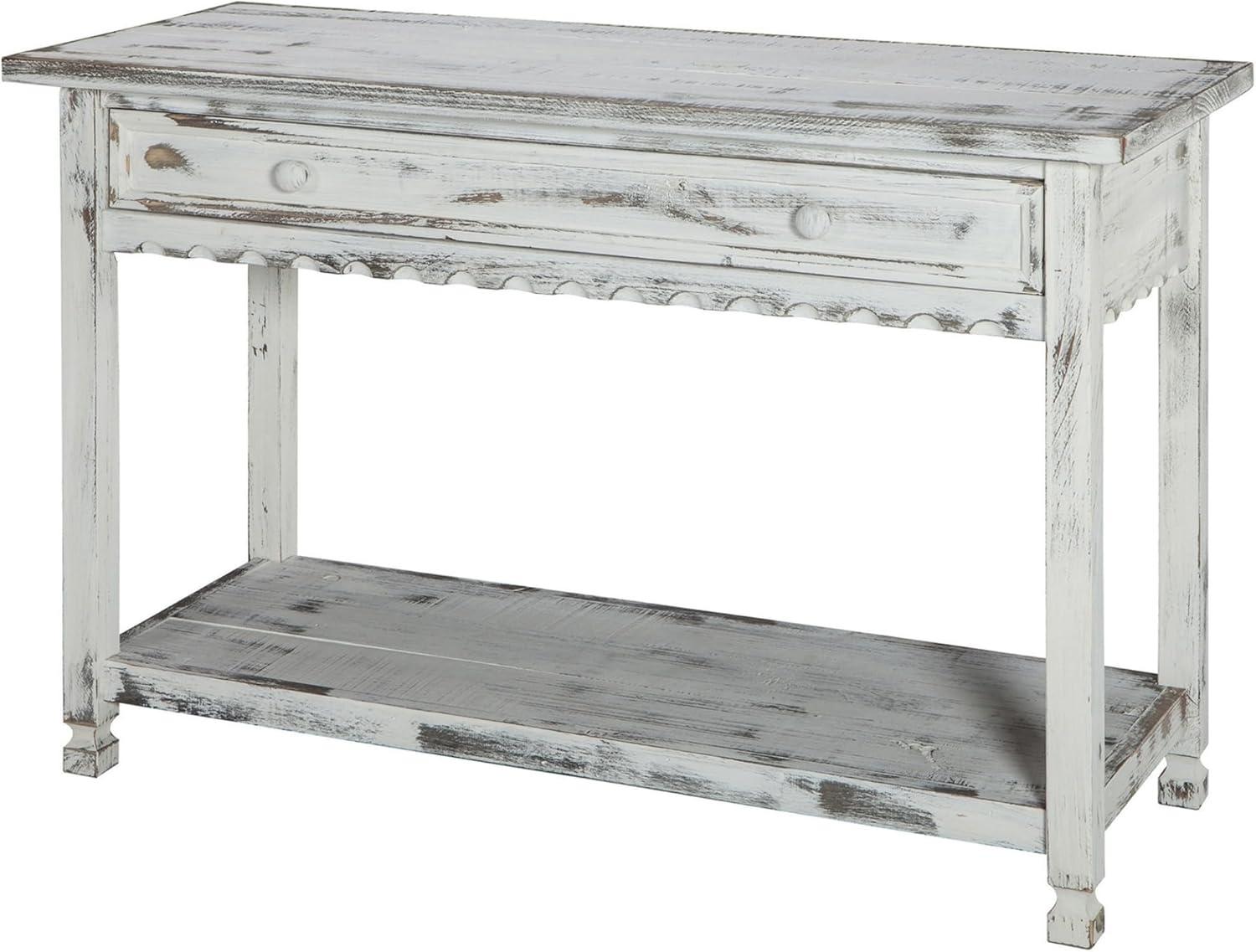 Console Table Hardwood White - Alaterre Furniture: Elegant Entryway Furniture with Storage Shelf, Spot Clean