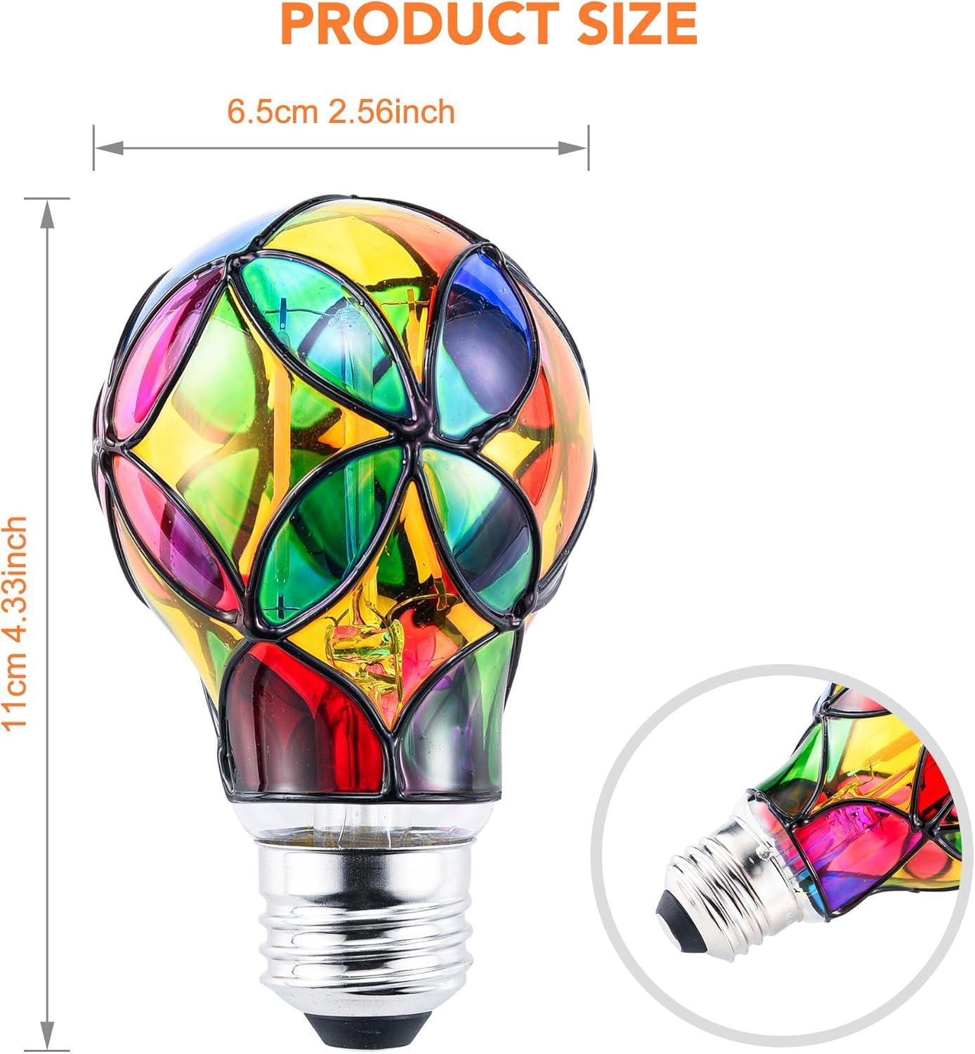 Rainbow Stained Glass LED Edison Bulbs, 4-Pack, E26 Base