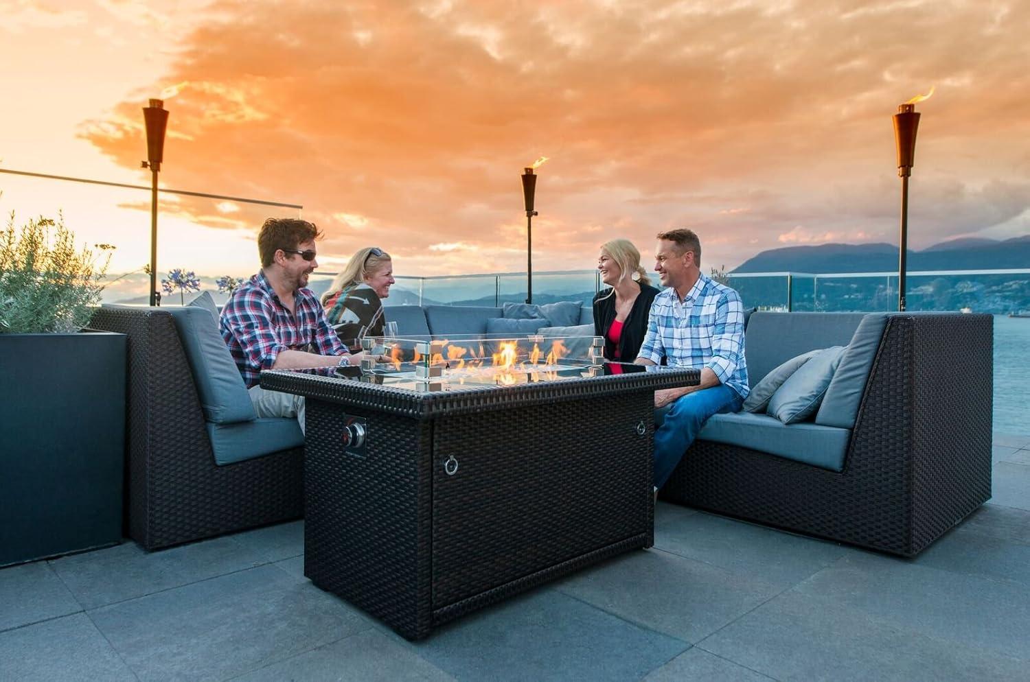 Outland Fire Table Tempered Glass Wind Guard Fence for Outland Series 401/403 Outdoor Propane Fire Pit Tables, Rectangular 29-Inch x 13-Inch x 4.5-Inch - Thick 5/16-Inch Safety Barrier