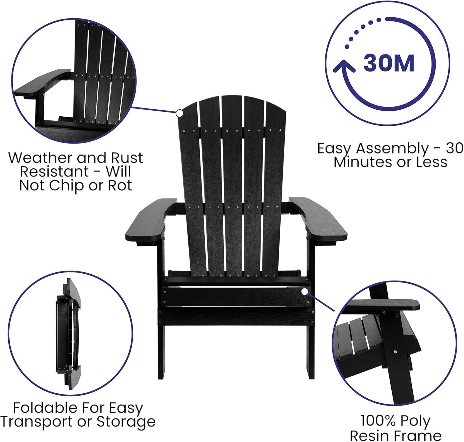 Flash Furniture Charlestown All-Weather Poly Resin Indoor/Outdoor Folding Adirondack Chair