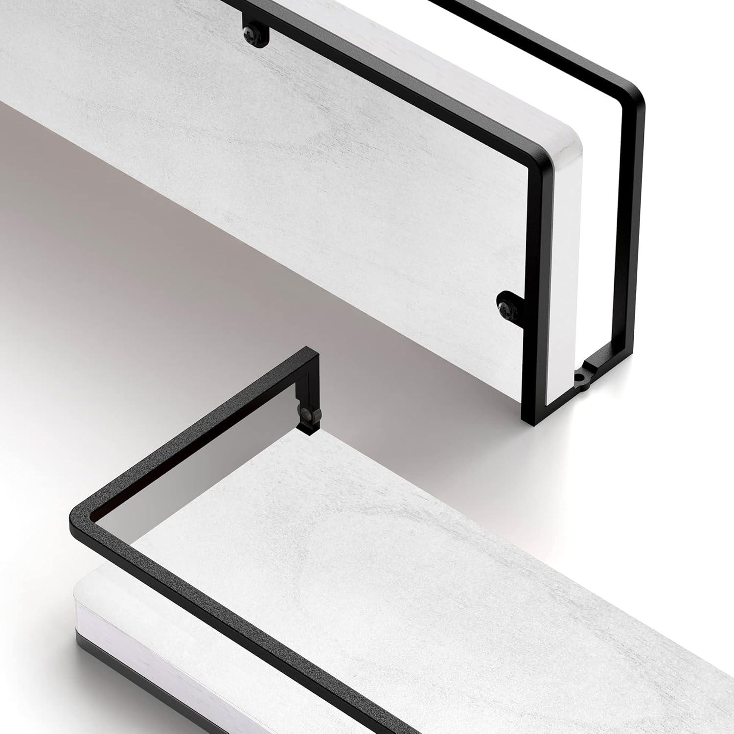 Floating Shelves Wall Mounted Set Of 2, Rustic Wood Wall Storage Shelves For Bedroom,Living Room,Bathroom, Kitchen