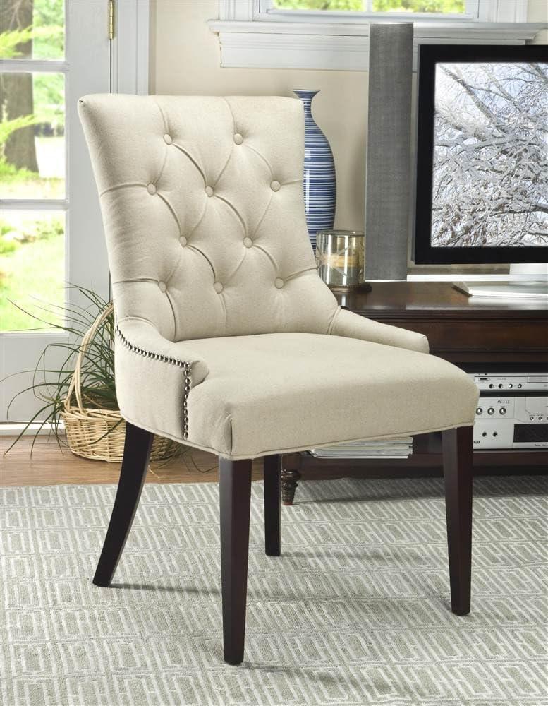 Seamist Gray Leather and Wood Transitional Accent Chair