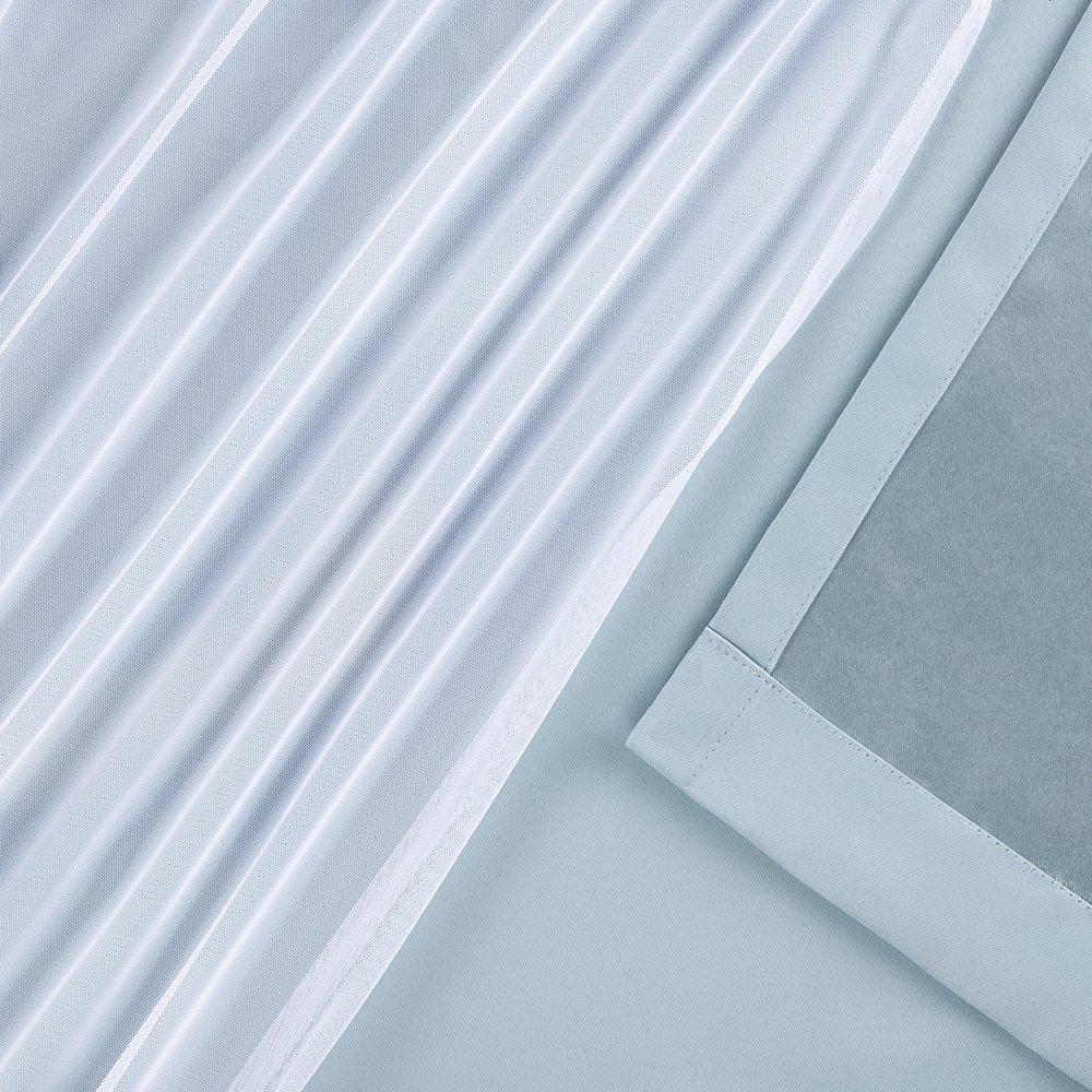 Set of 2 (84"x52") Caterina Layered Solid Blackout with Sheer Top Curtain Panels Aqua - Exclusive Home: Room Darkening, Thermal Insulated