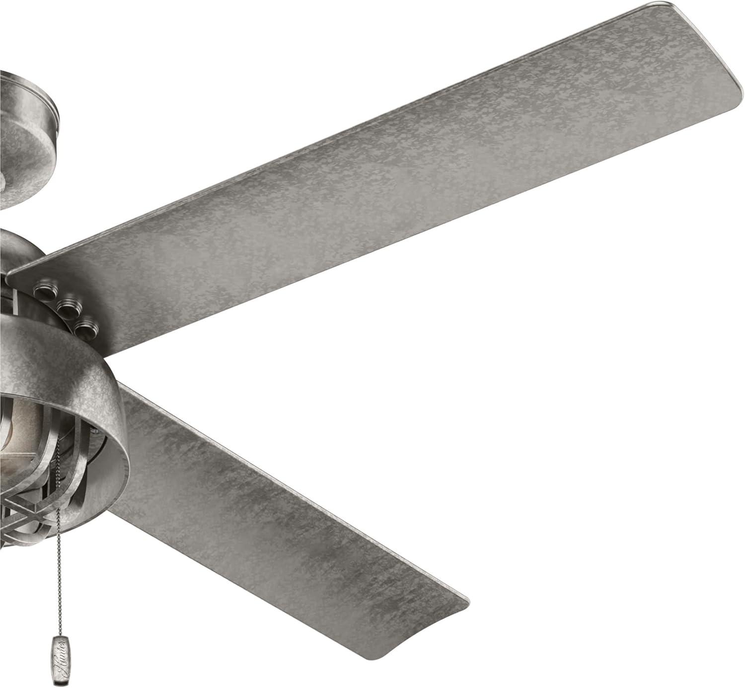 52" Spring Mill 4 - Blade Damp Rated Ceiling Fan With LED Light Kit And Pull Chain