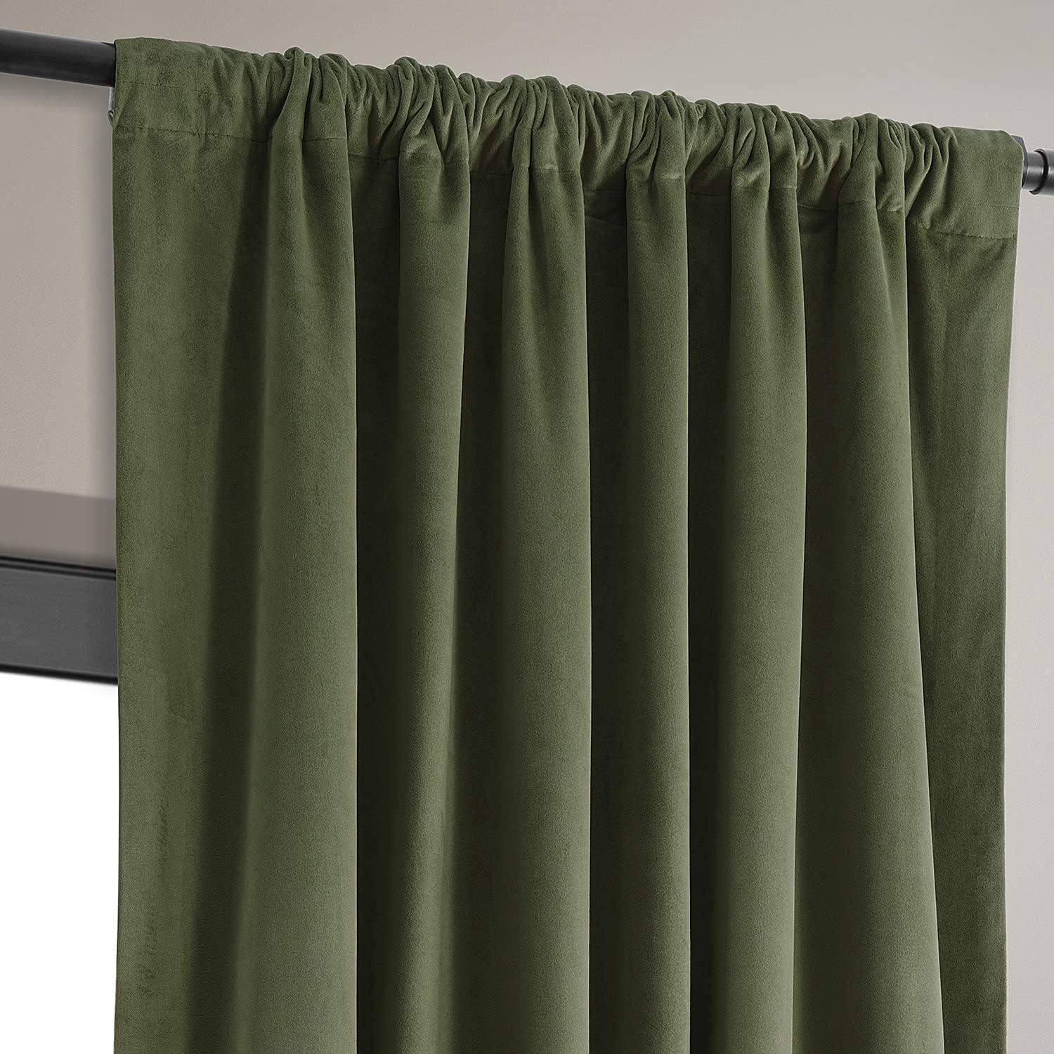 Signature Hunter Green Blackout Velvet Curtain (1 Panel), Hunter Green, 50W X 120L