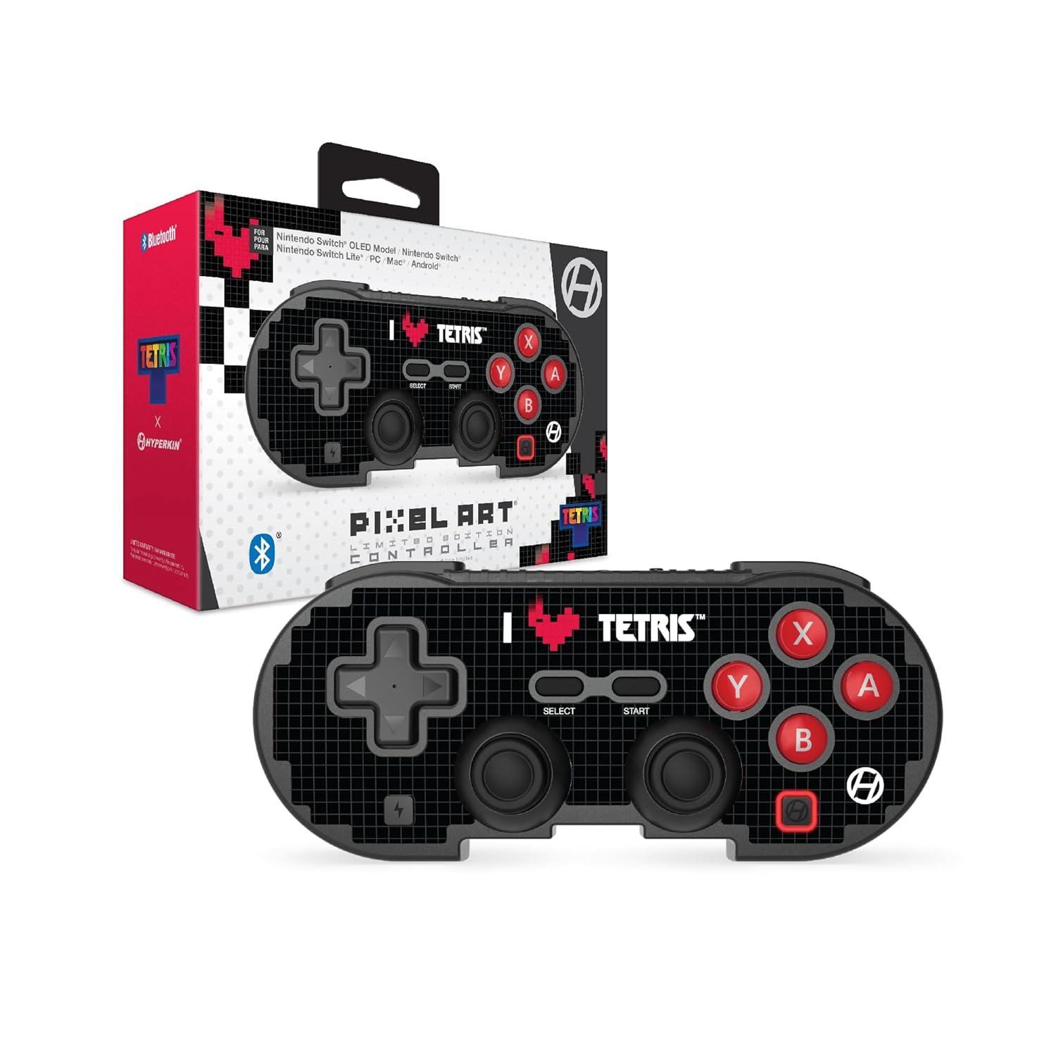 Black Wireless Bluetooth Pixel Art Gaming Controller