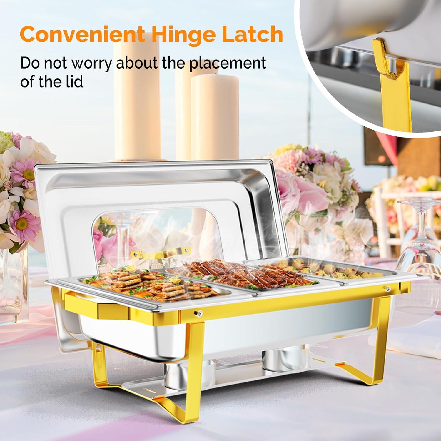 ROVSUN 8 Quart Stainless Steel Silver Chafing Dish Buffet Set 1/3 Food Pan