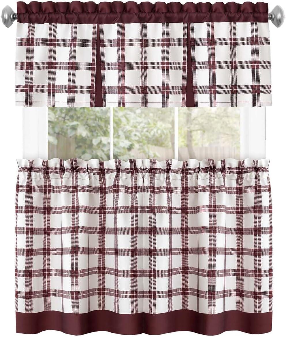 Achim Importing Co Plaid Tailored 58'' W Kitchen Curtain
