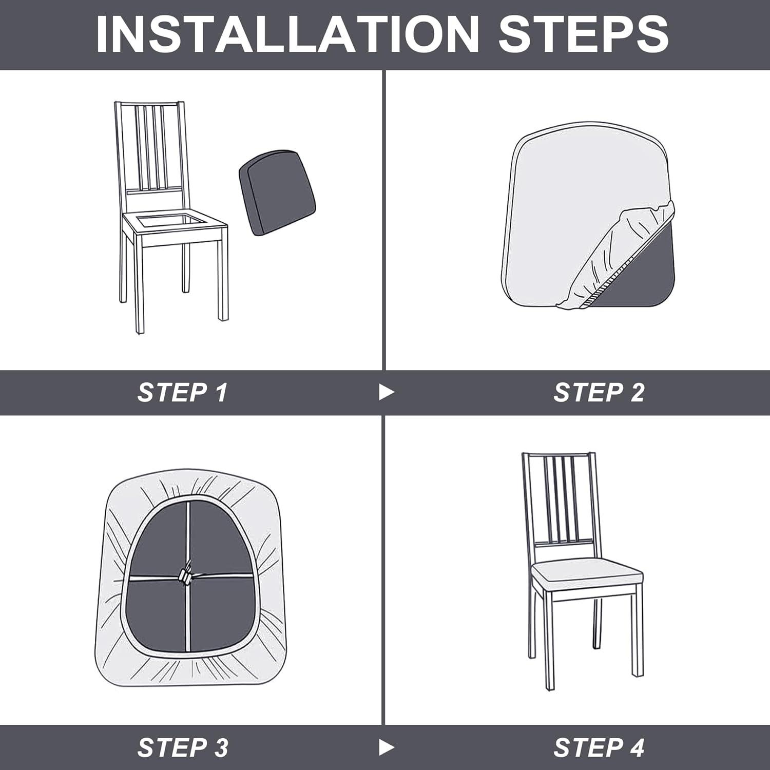 Smiry Dining Chair Seat Covers Stretch Jacquard Chair Slipcover with Ties (Set of 6, Beige)