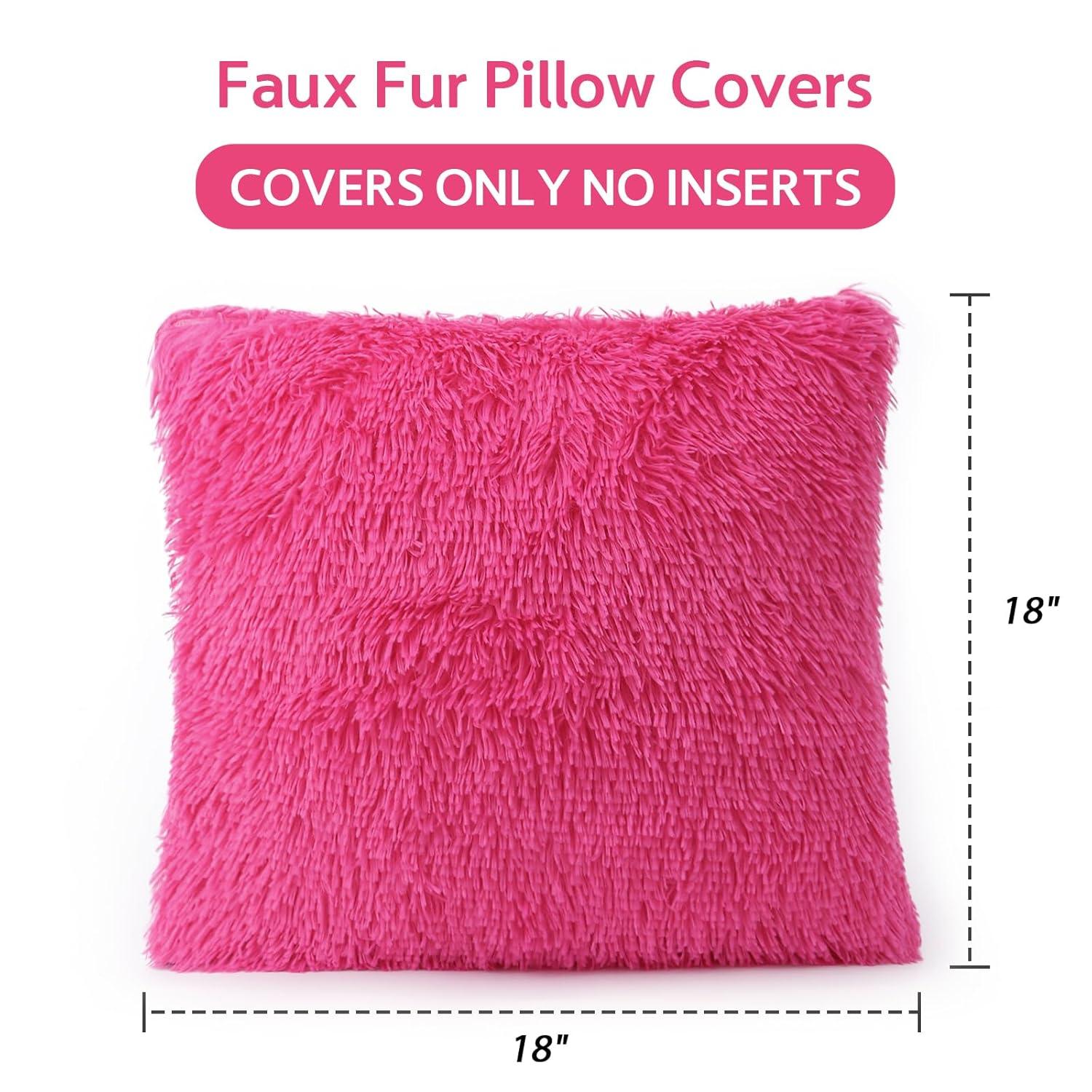 Sweet Home Collection Faux Fur Reversible Throw Pillow (Set of 2)
