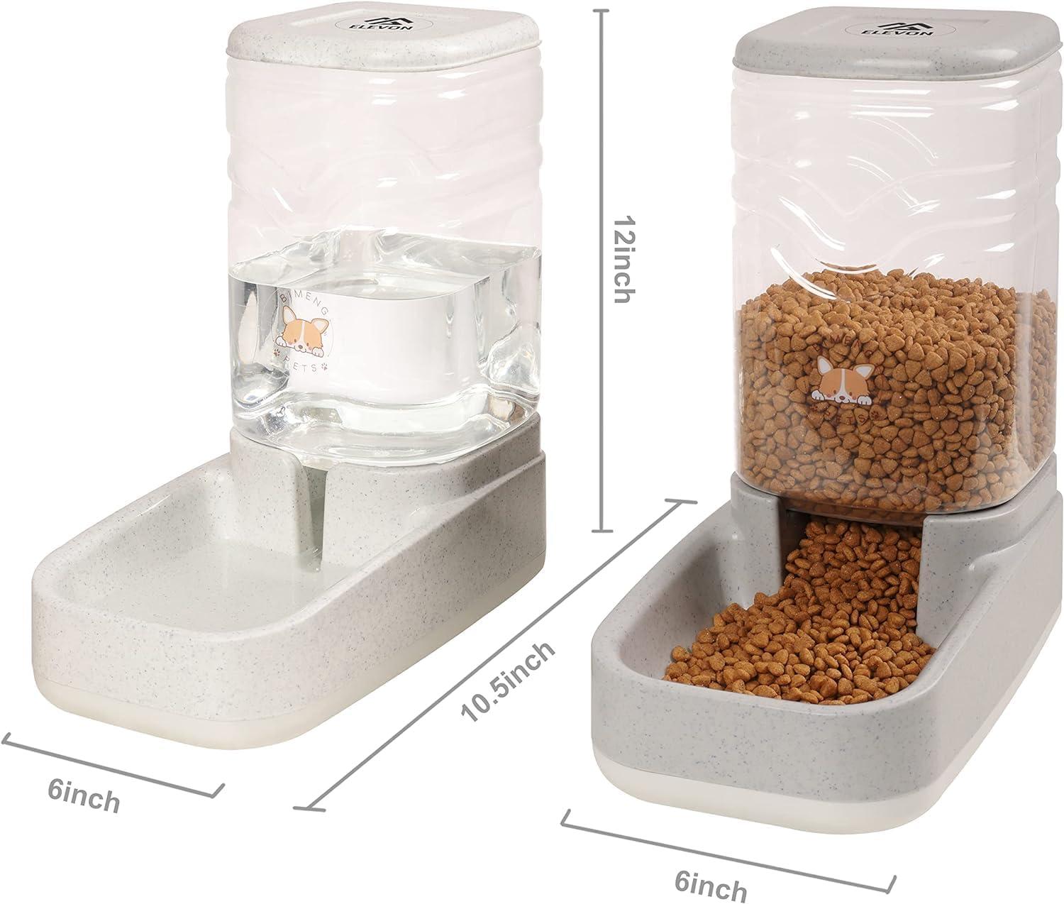 3.8L White and Gray Automatic Pet Feeder and Water Dispenser