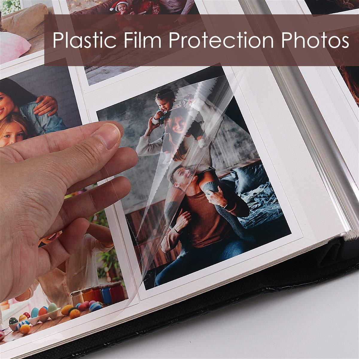 RECUTMS 60 Pages Picture Album Self Adhesive 4x6 5x7 8x10 Leather Cover DIY Magnetic Scrapbook Suitable Family Wedding Picture Albums Photo (Red Wine)