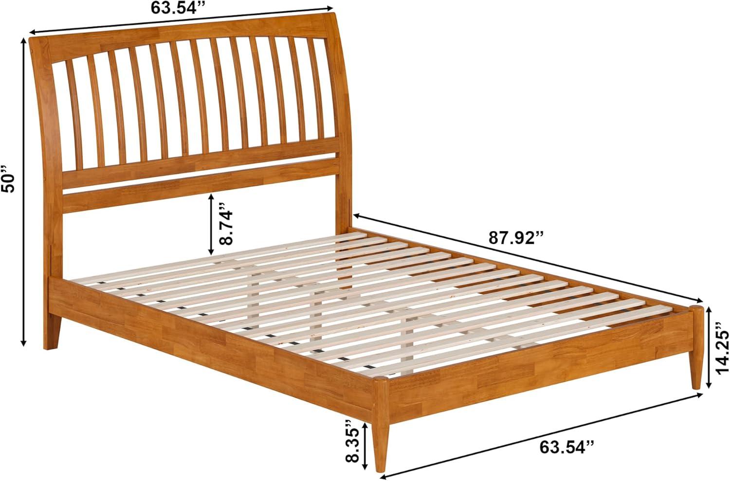AFI Orleans Queen Solid Wood Low Profile Sleigh Platform Bed, Light Toffee