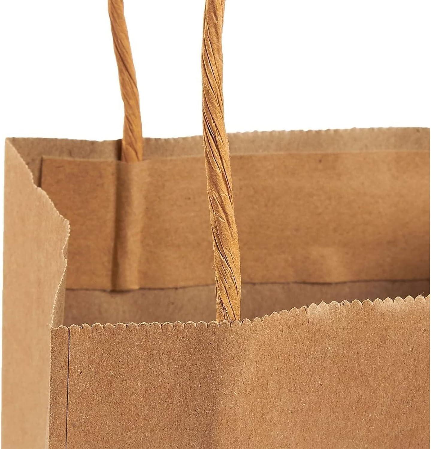 Blue Panda 12 Pack Small Gift Bags with Handles, 3x5.25x8.5 Inches, Bulk Kraft Paper Material Brown Bags for Party Favors, Goodies