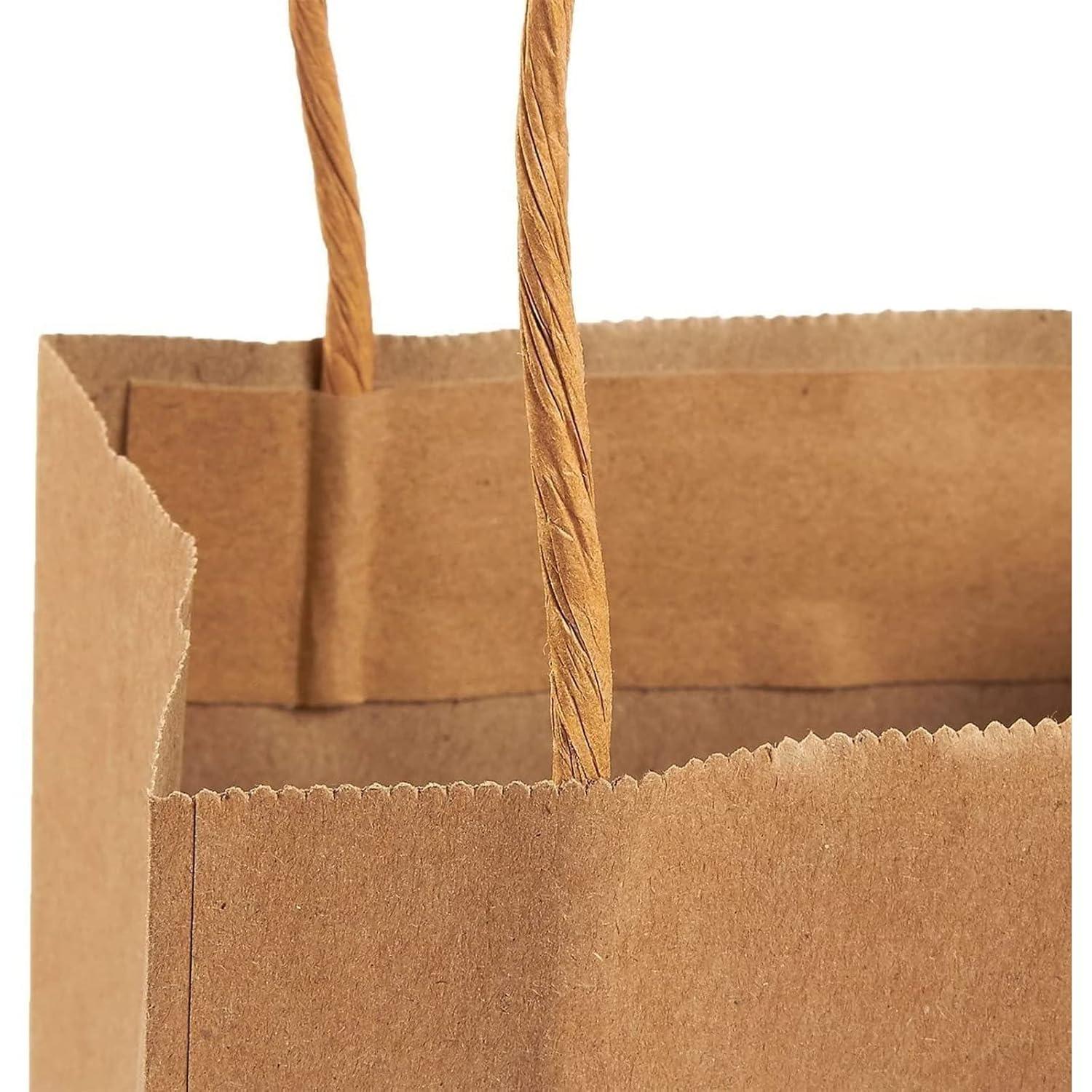 Blue Panda 12 Pack Small Gift Bags with Handles, 3x5.25x8.5 Inches, Bulk Kraft Paper Material Brown Bags for Party Favors, Goodies