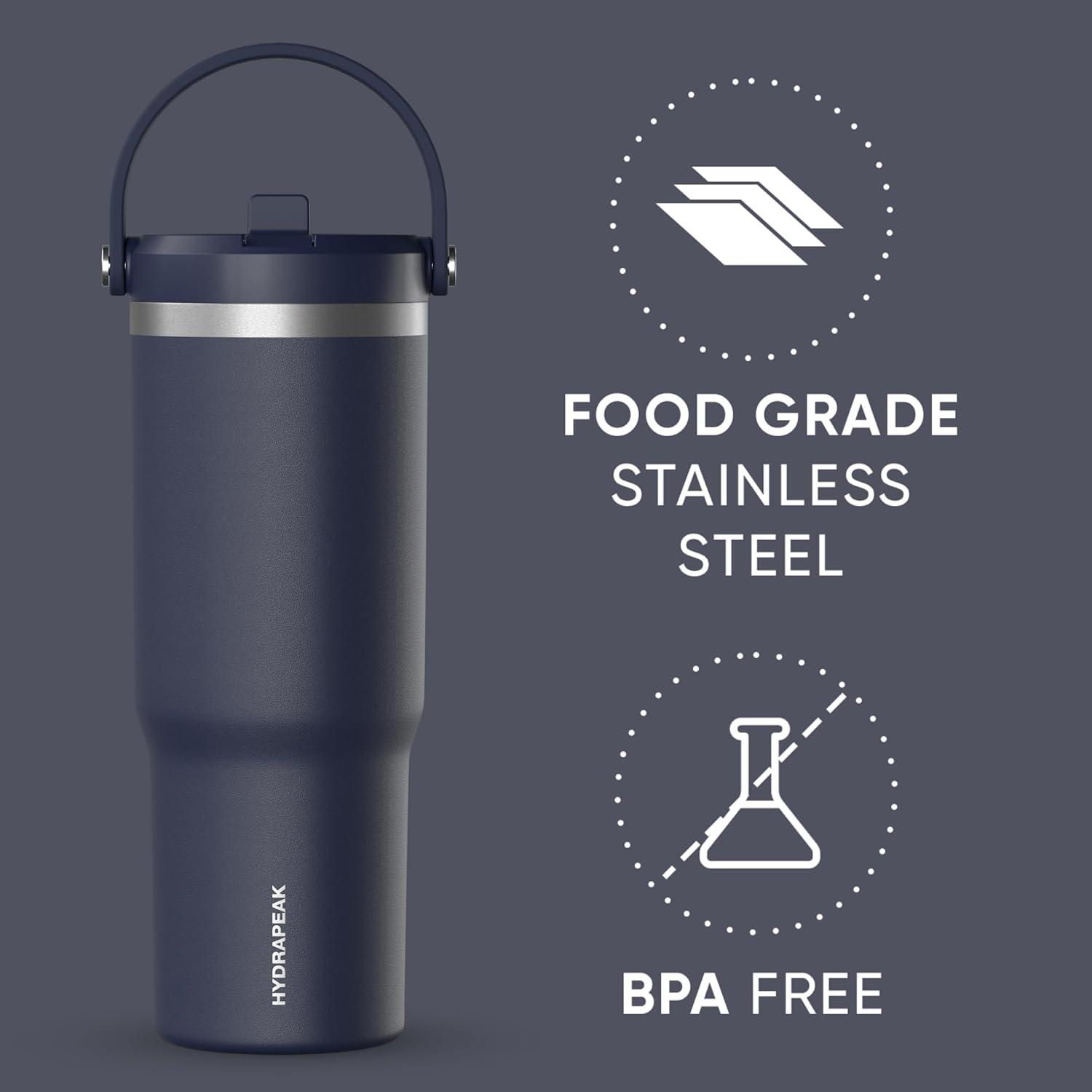 Hydrapeak Nomad 32 Oz Stainless Steel Double Vacuum Insulated Tumbler With Carrying Handle And Leakproof Sip Lid