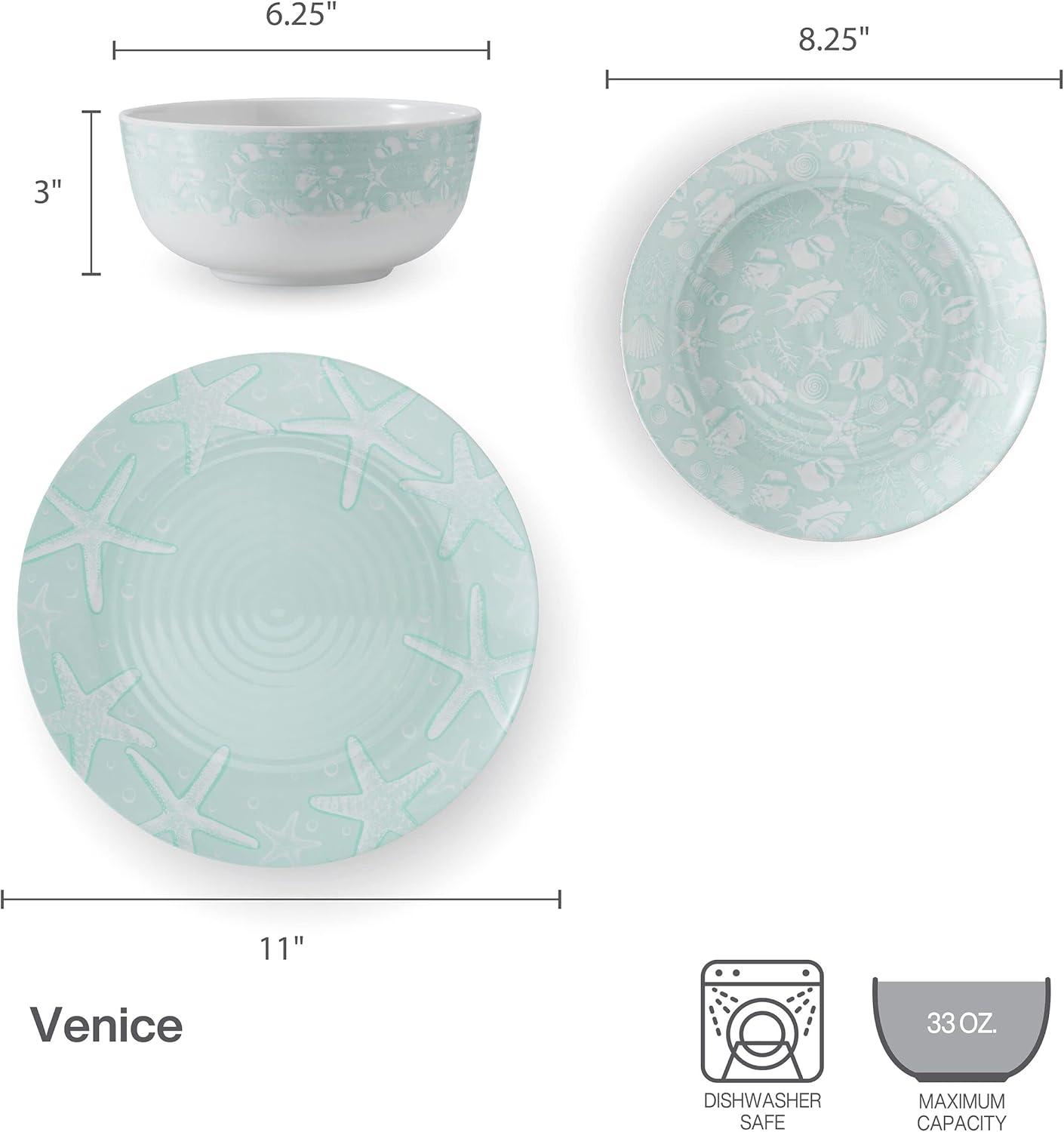 Venice 12-Piece Indoor/Outdoor Melamine Dinnerware Set, Service for 4