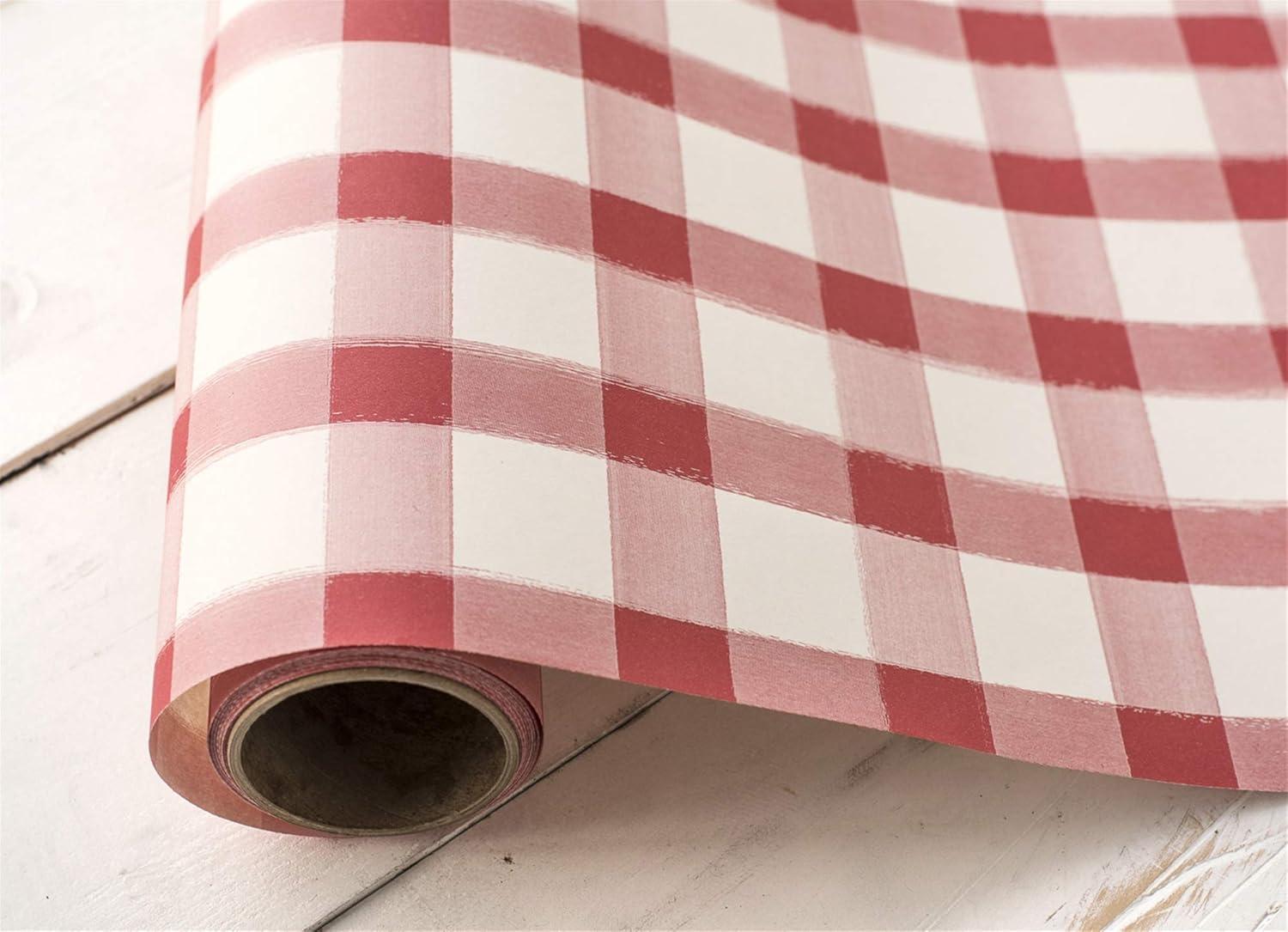 Red and White Buffalo Check Paper Table Runner