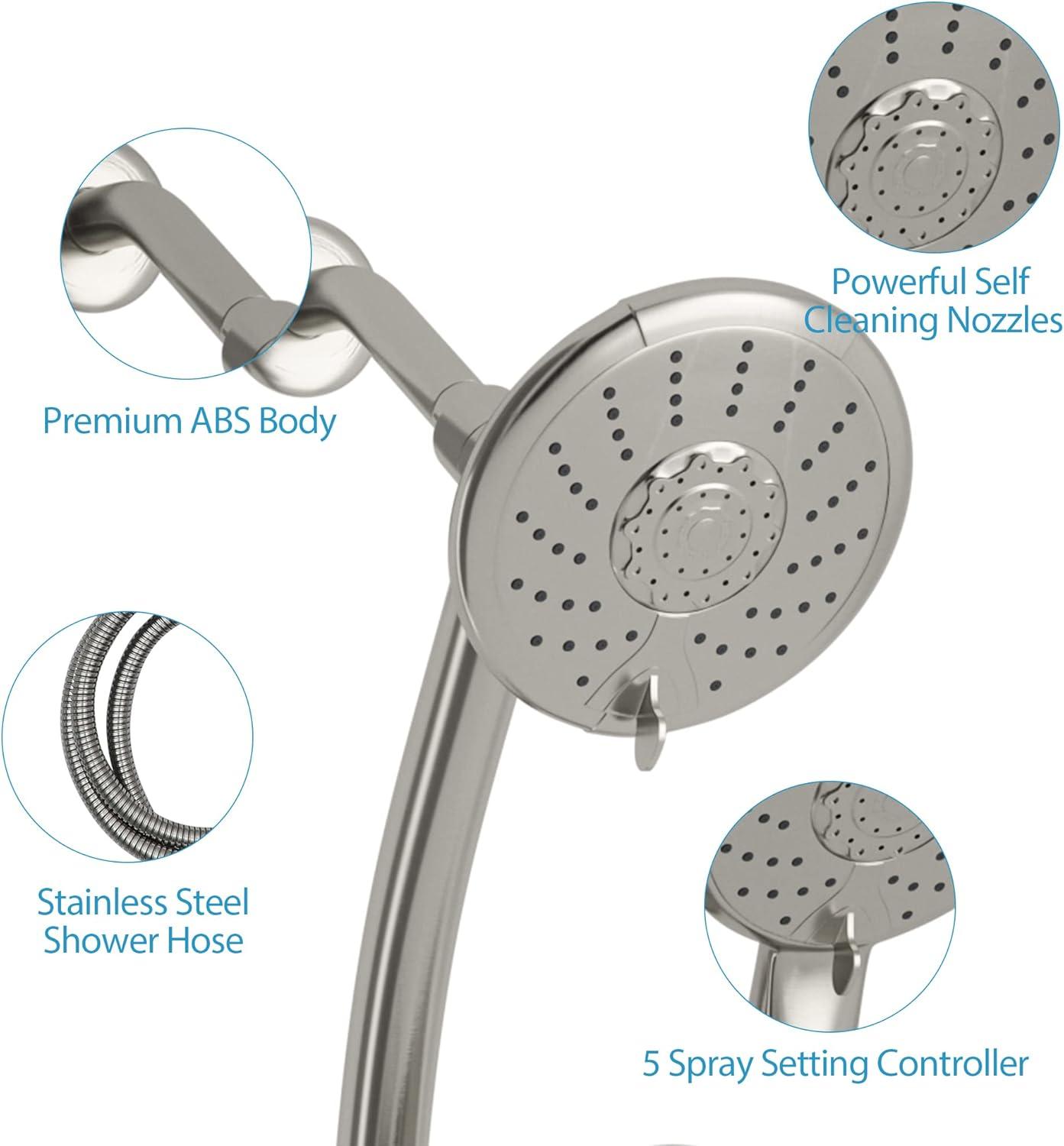 Brushed Nickel Dual Rain Shower Head with Handheld