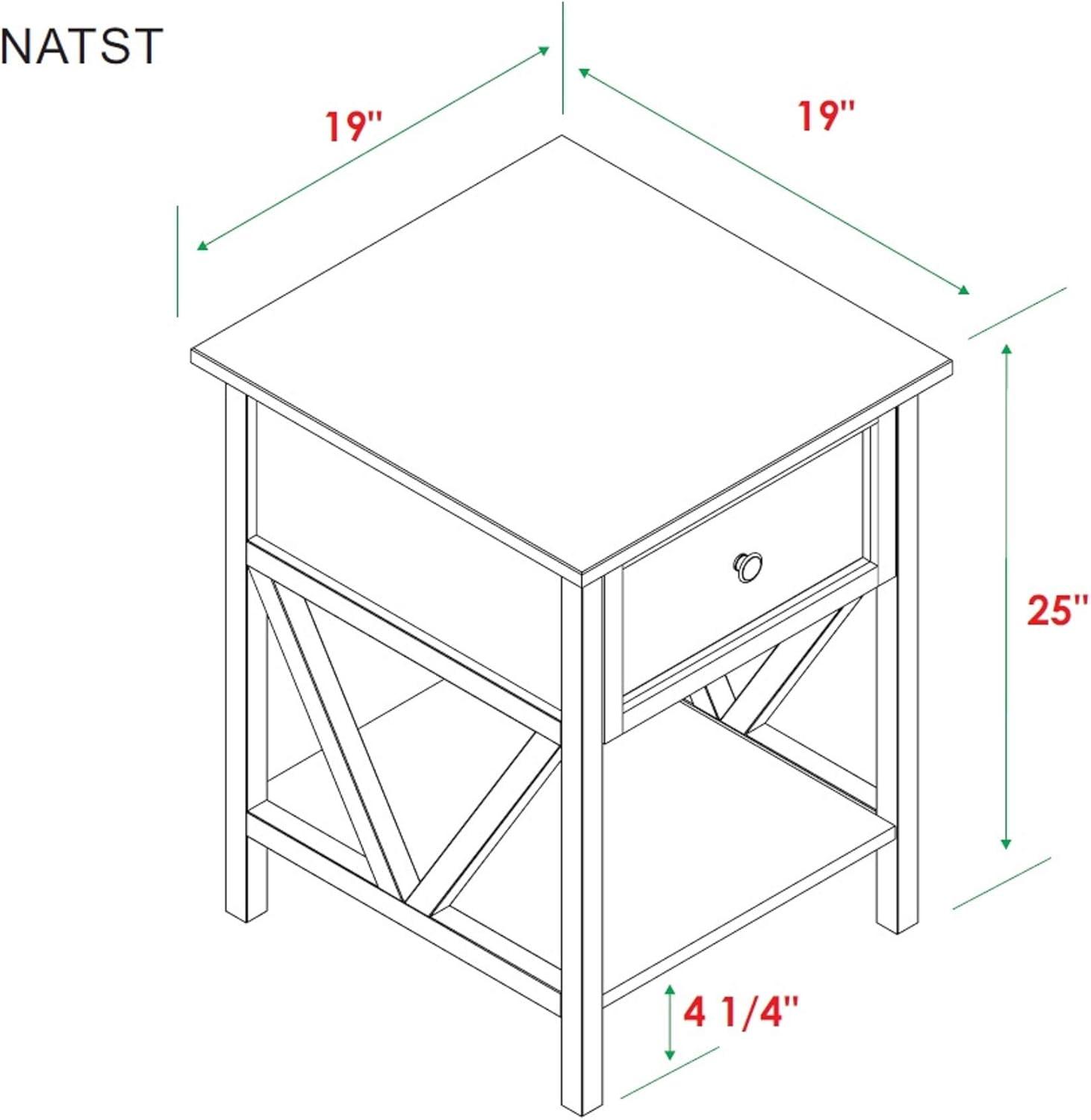 Coastal Charm 19" Rustic Oak & White Wash 1-Drawer Side Table