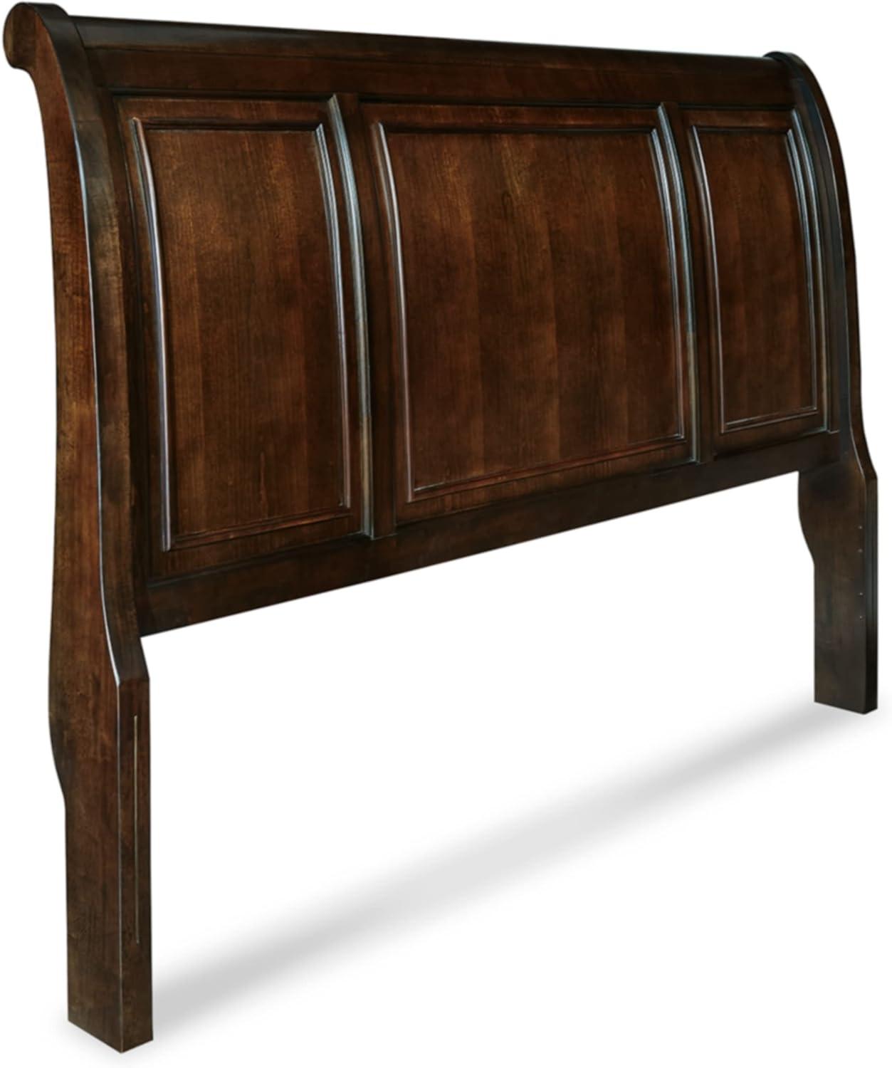 Elegant King/Cal King Sleigh Headboard with Storage, Dark Brown