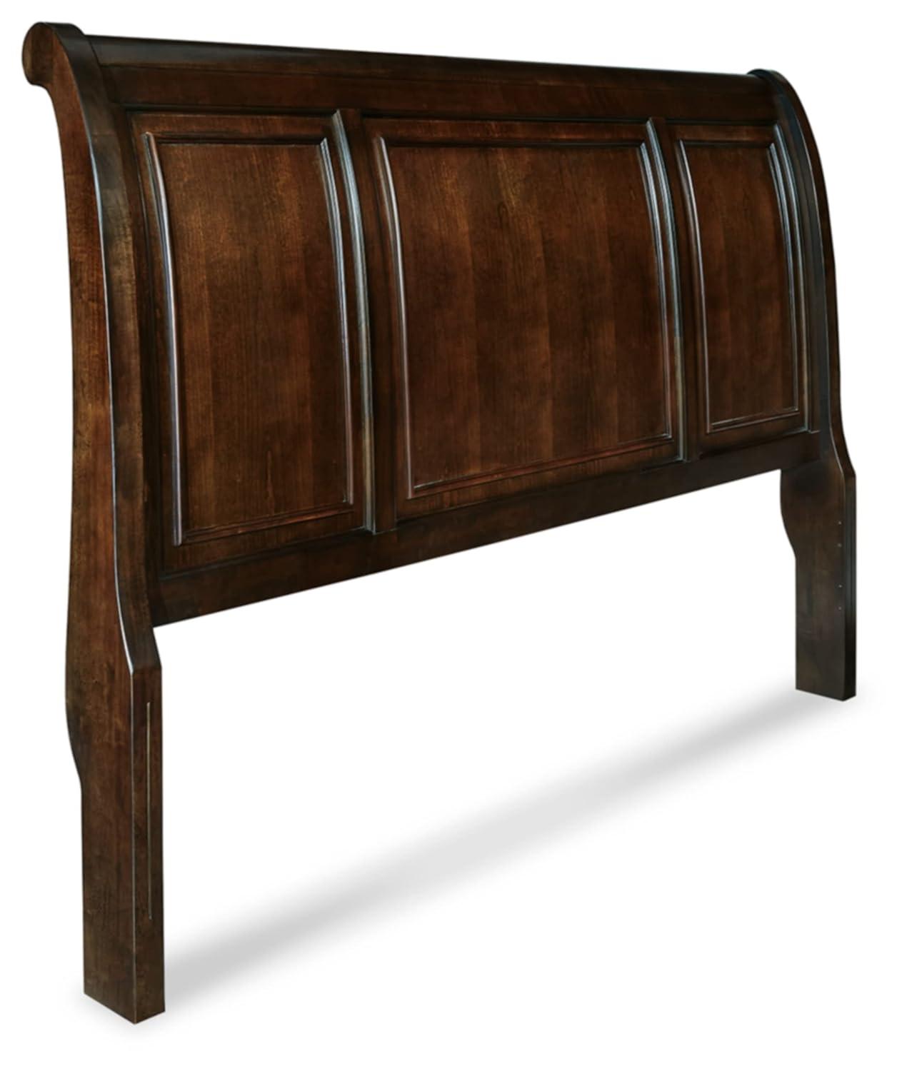 Elegant King/Cal King Sleigh Headboard with Storage, Dark Brown