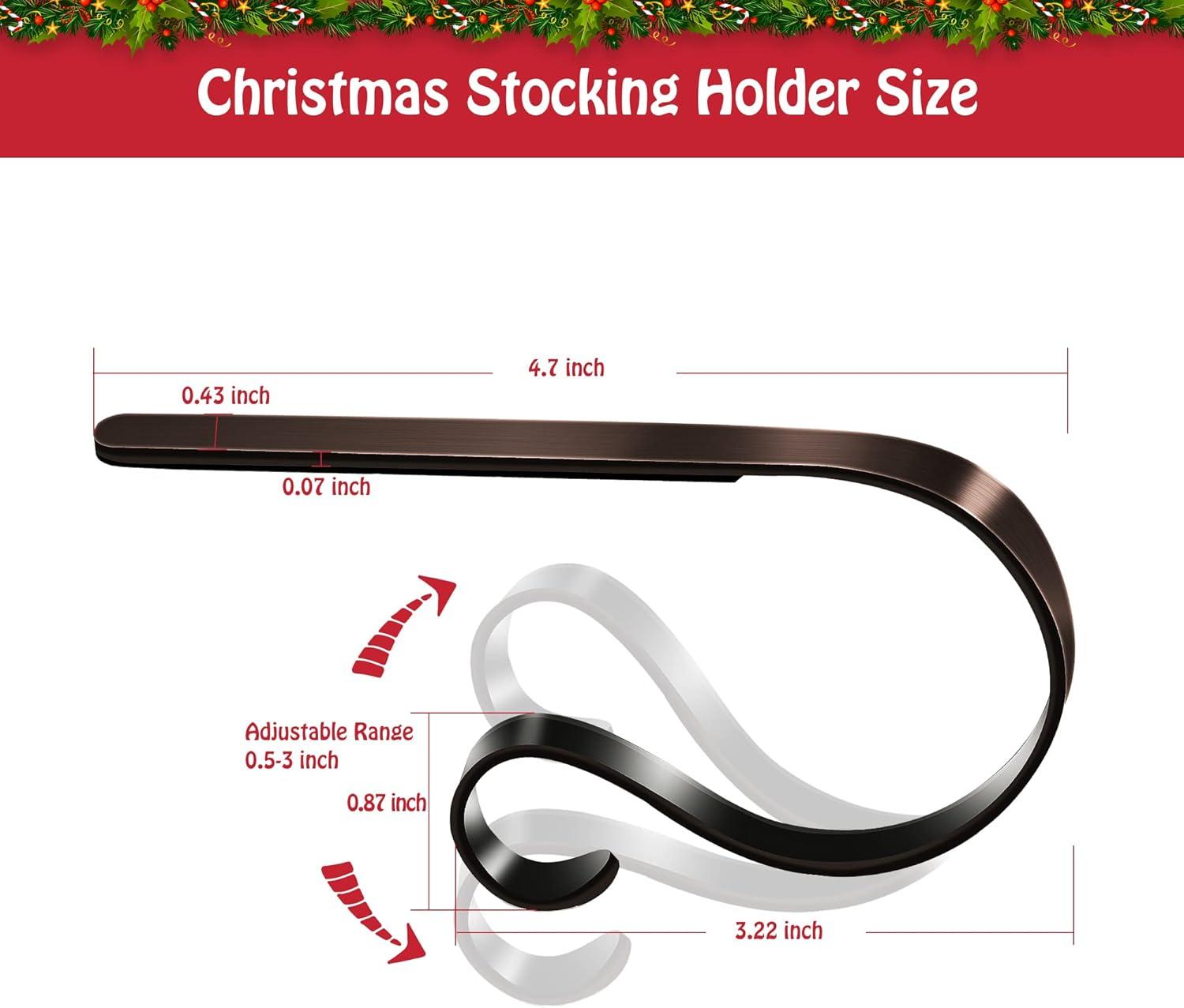 6PCS Metal Christmas Stocking Holder Hooks for Mantle Hooks, Lightweight Hanger Grip Non-Slip Safety Fireplace Hooks Adjustable for Christmas Party Decoration