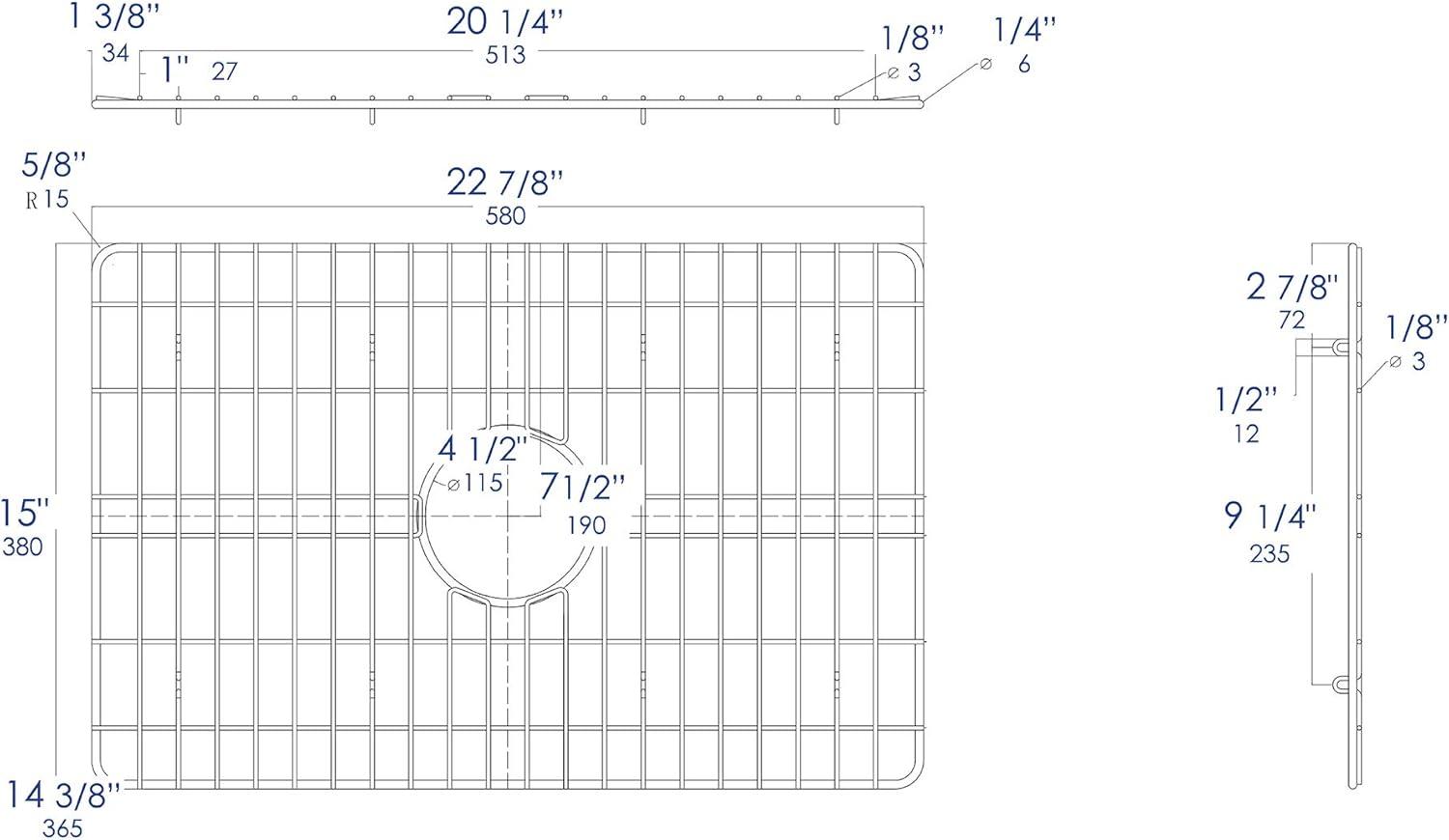 Brushed Stainless Steel Sink Grid with Plastic Feet