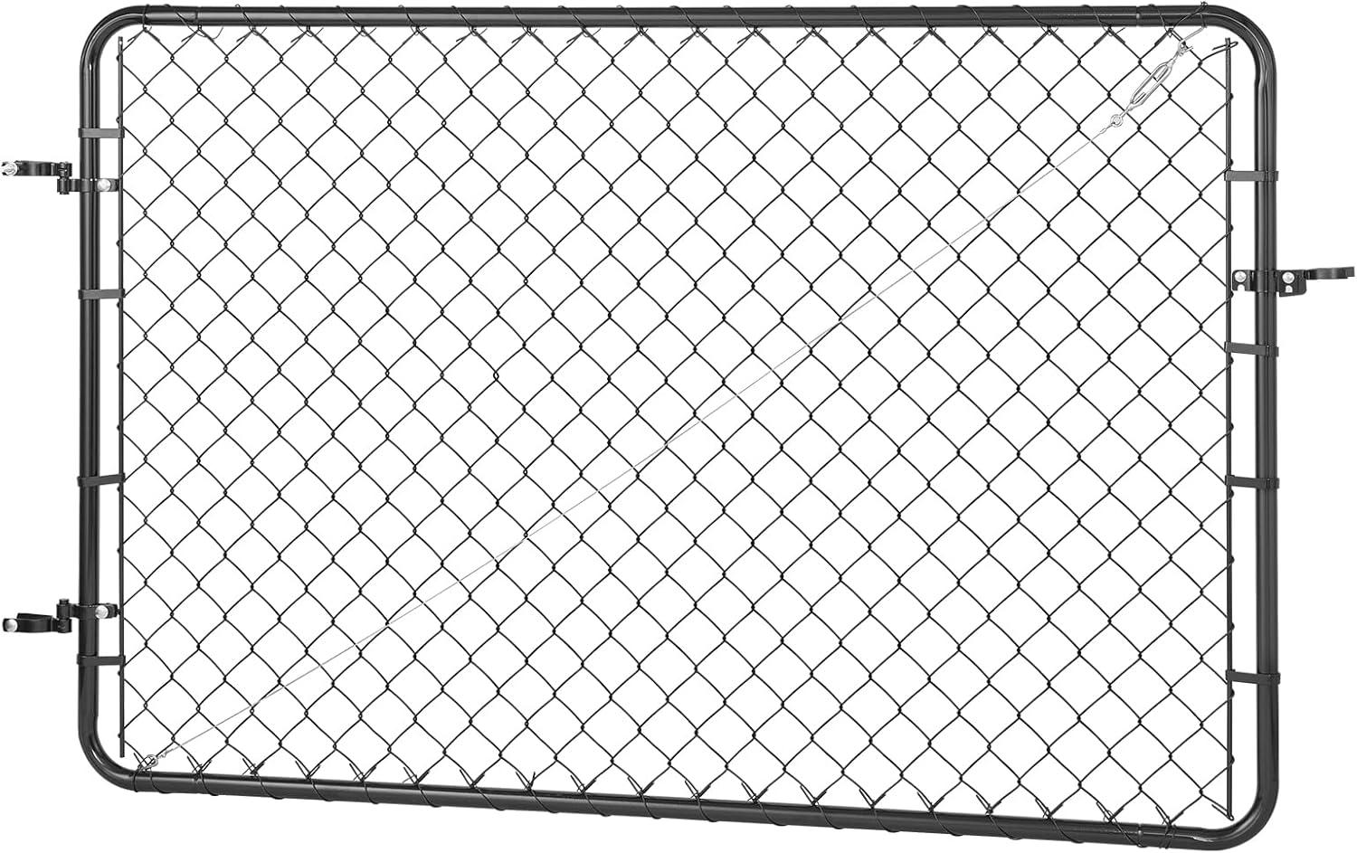 VEVOR Chain Link Fence Gate, 72 x 48 in, Adjustable Chain Link Fence Panel, Fit 2.2-6 ft (W) x 6 ft (H) Garden Fence Gate Opening, Fencing Gate with Plastic Coating, for Farm Black, Posts Not Included